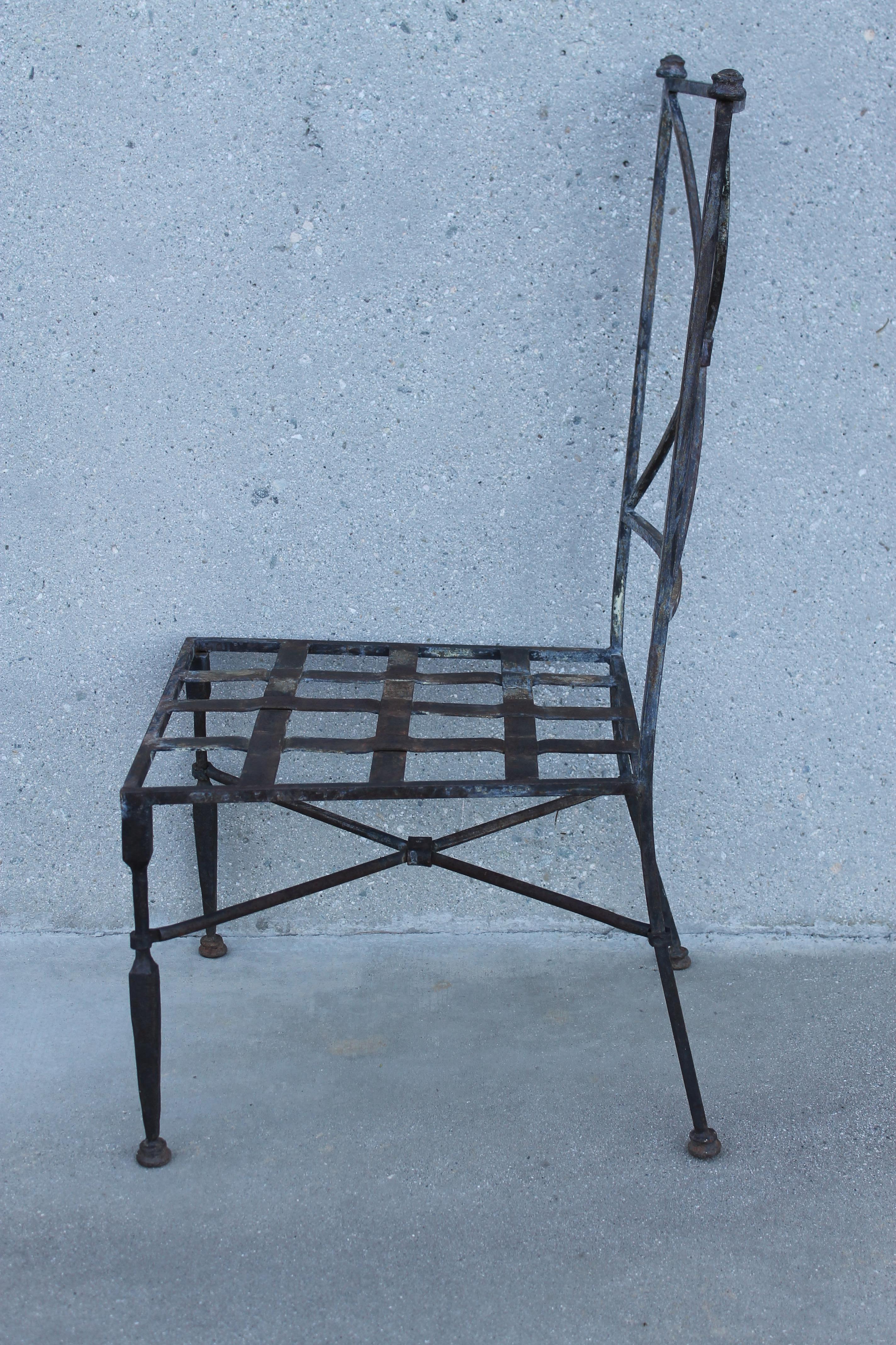 Set of Forged Iron Neoclassical Chairs 1