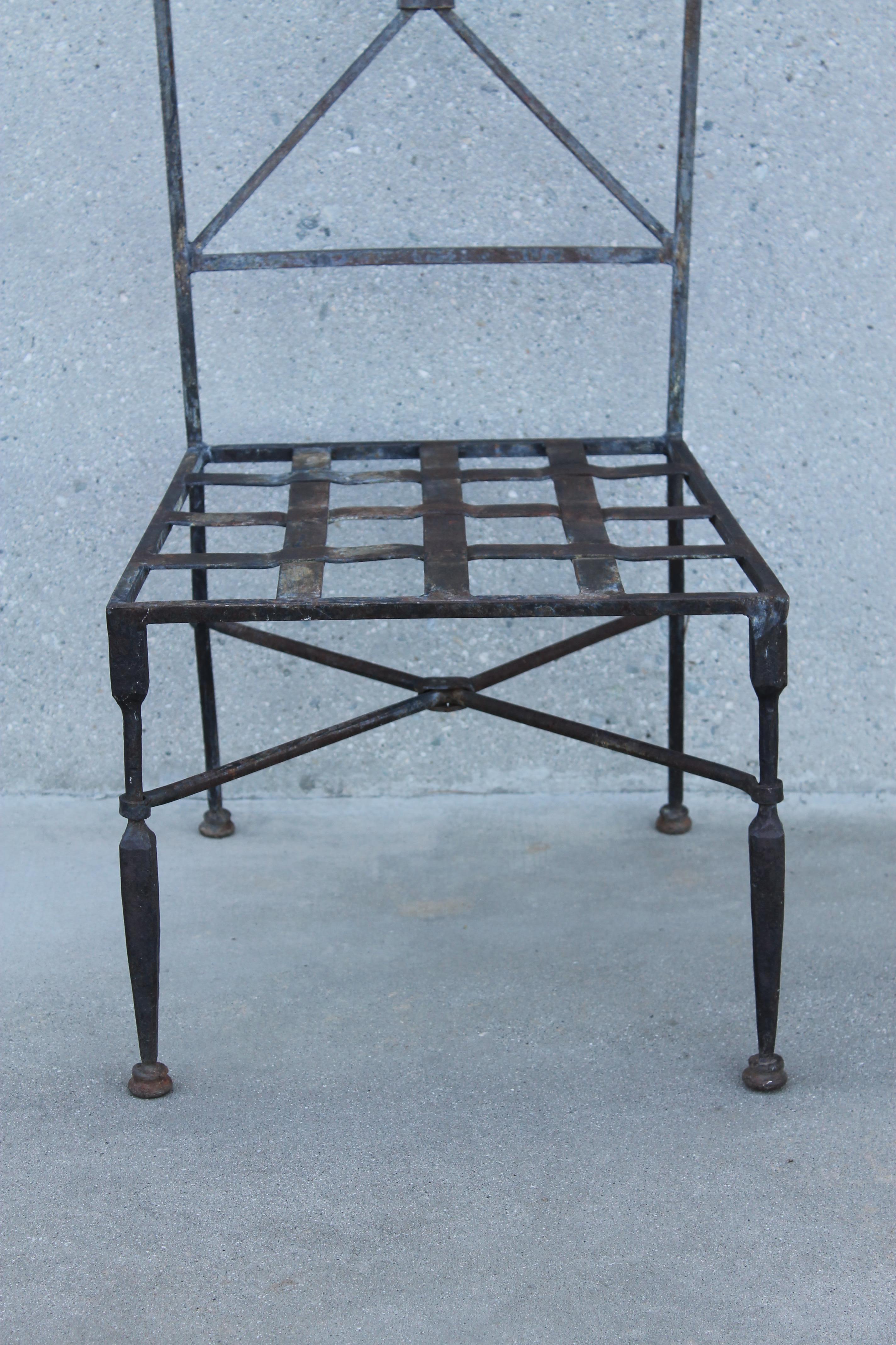 Set of Forged Iron Neoclassical Chairs 2