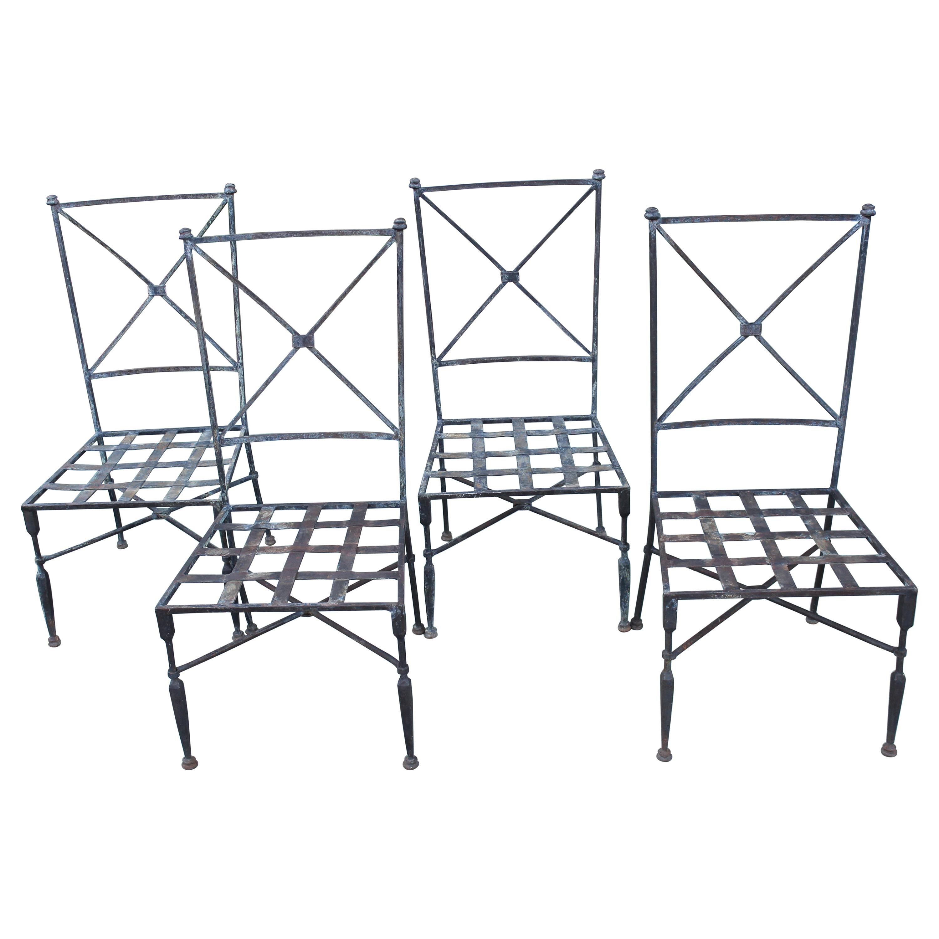 Set of Forged Iron Neoclassical Chairs