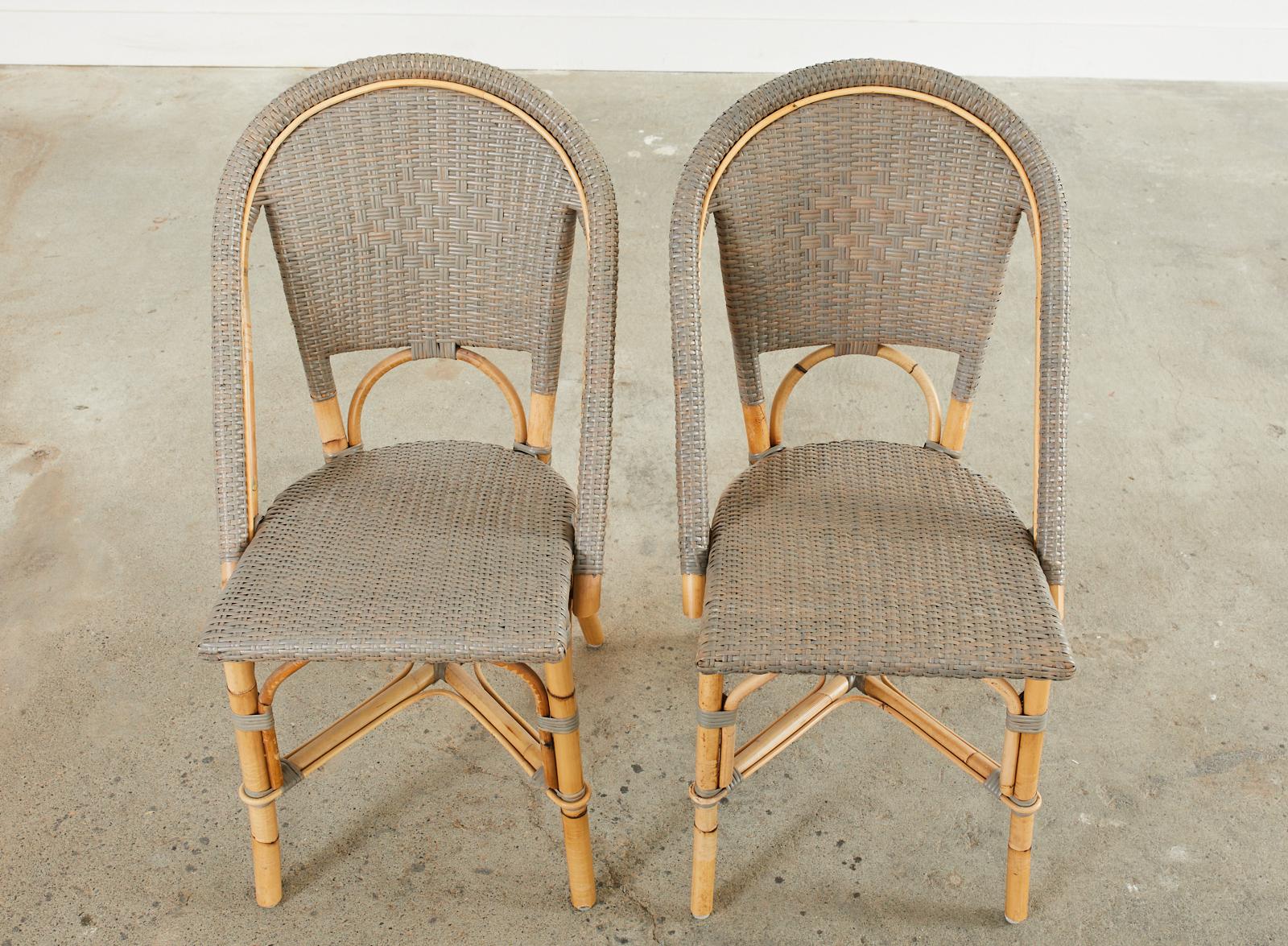 Organic Modern Set of Forty Serena and Lily Rattan Wicker Bistro Dining Chairs