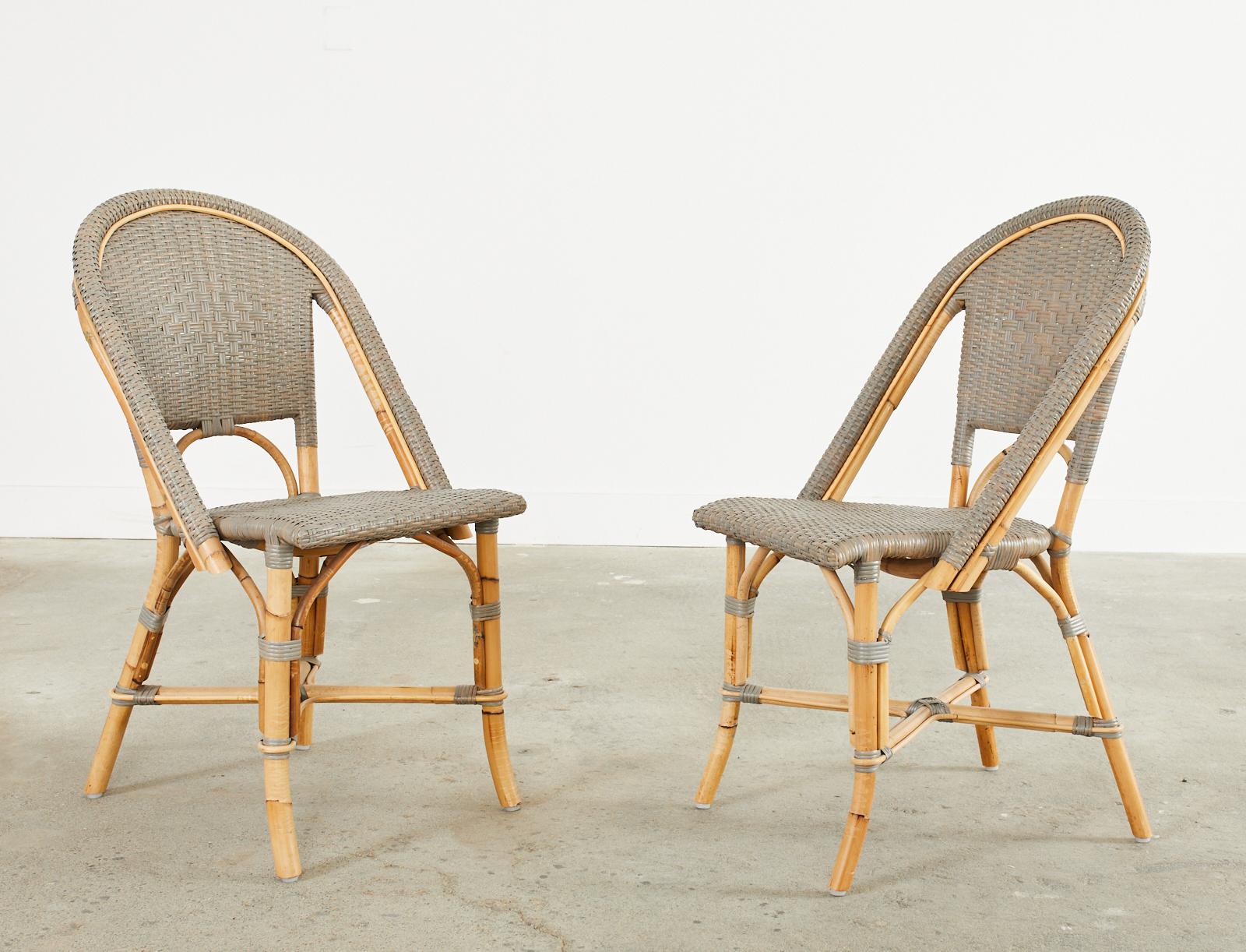 Woven Set of Forty Serena and Lily Rattan Wicker Bistro Dining Chairs