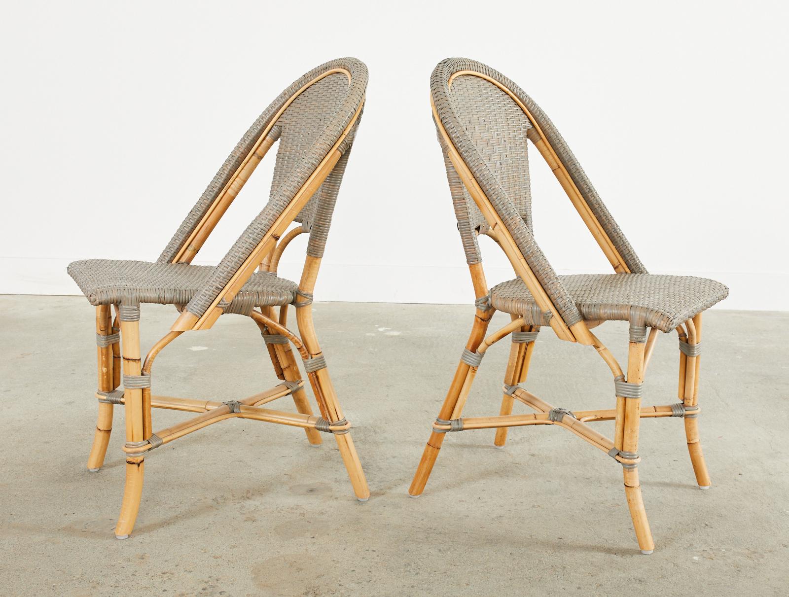 Set of Forty Serena and Lily Rattan Wicker Bistro Dining Chairs In Good Condition In Rio Vista, CA