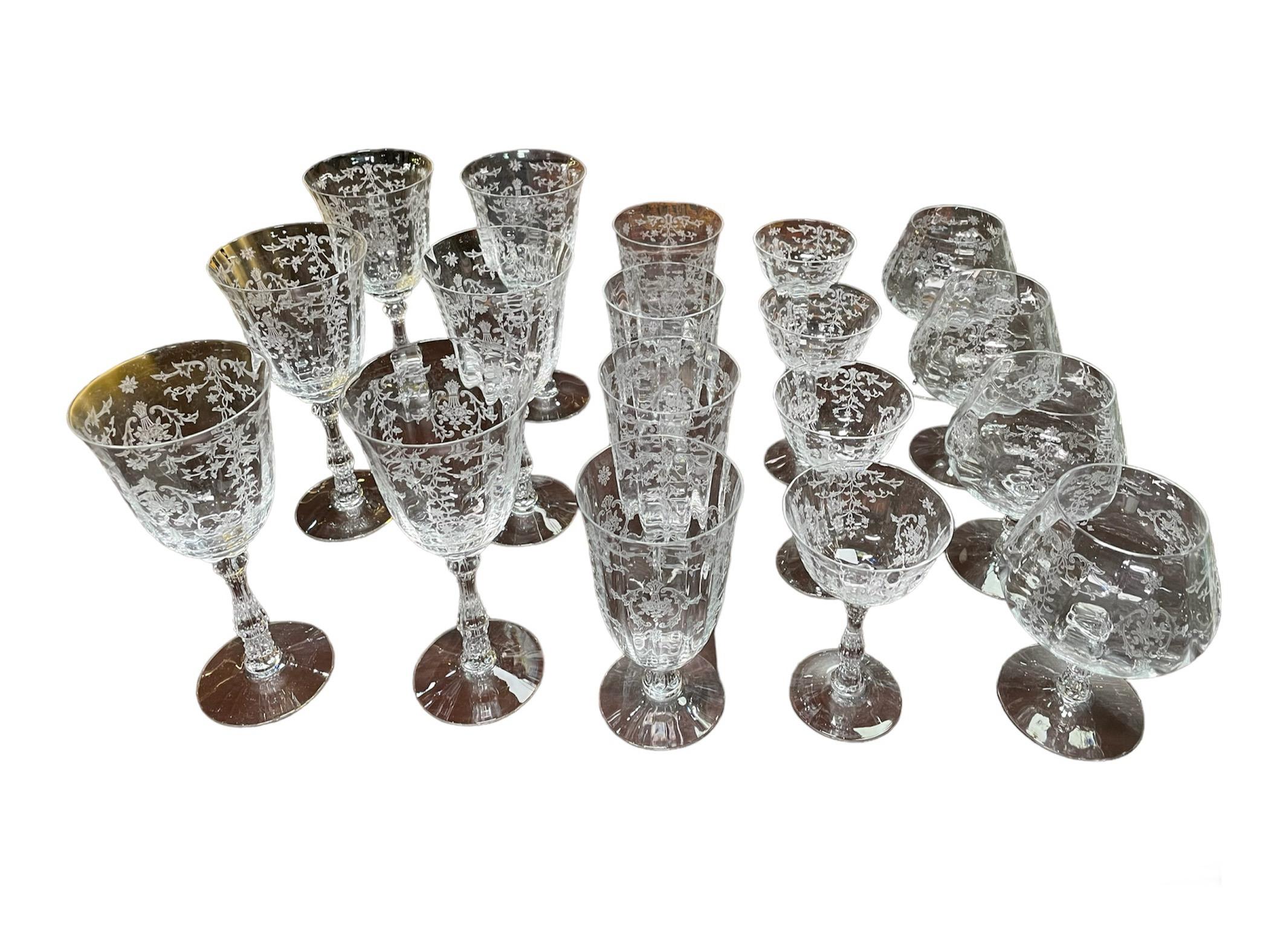 20th Century Set Of Fostoria Navarre Pattern Glass For Sale