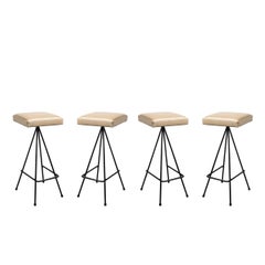 Set di quattro sgabelli da bar #11 in pelle HOLLY HUNT di Adrian Pearsall