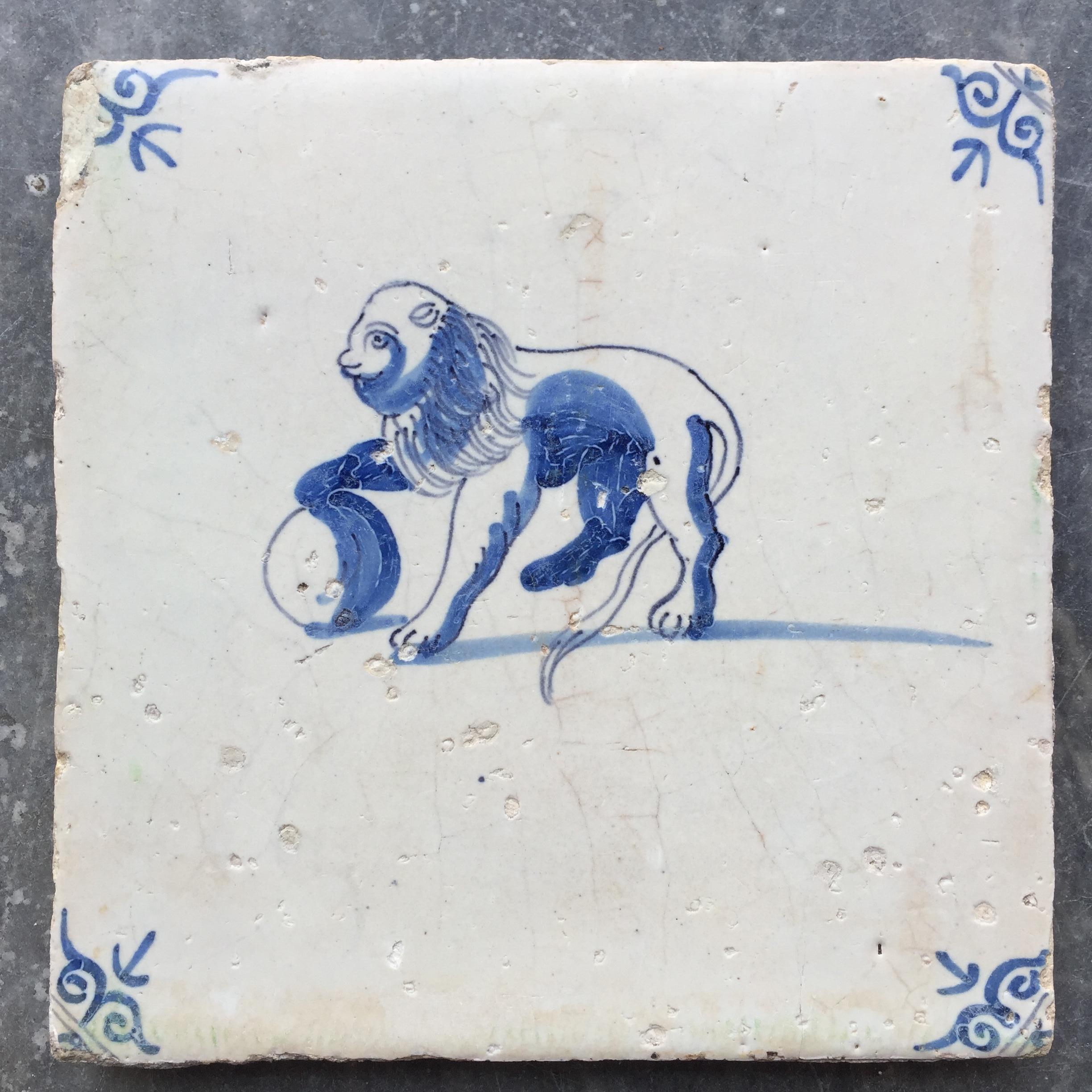 18th Century and Earlier Set of four 17th century Dutch Delft tiles