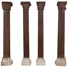 Antique Set of Four 1820s Monumental Load Bearing Columns from an Old Mansion from Goa.