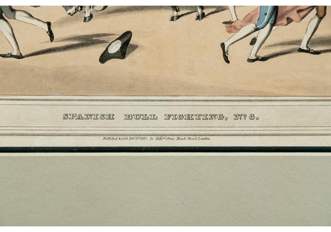 Satz von vier Farbdrucken des spanischen Stierkampfes von 1830 im Angebot 5