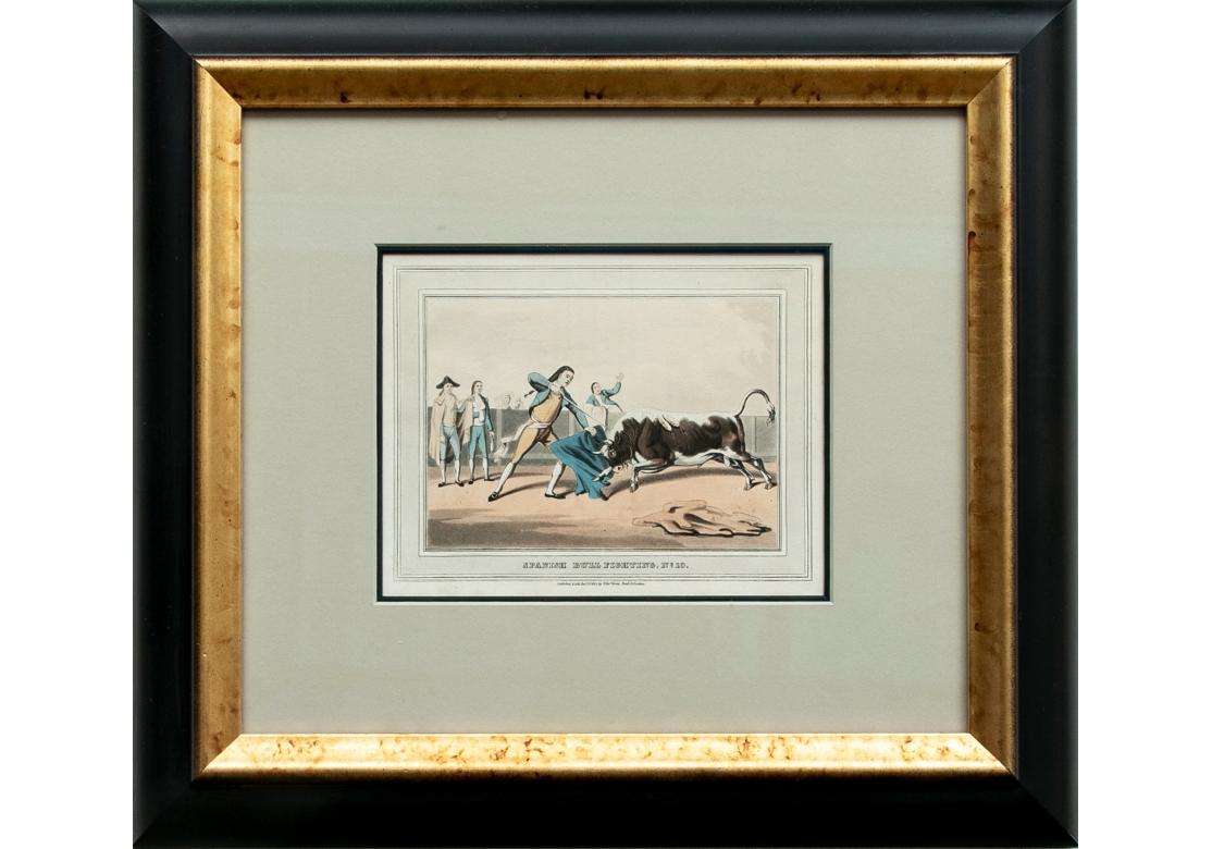 Satz von vier Farbdrucken des spanischen Stierkampfes von 1830 (Spanisch Kolonial) im Angebot