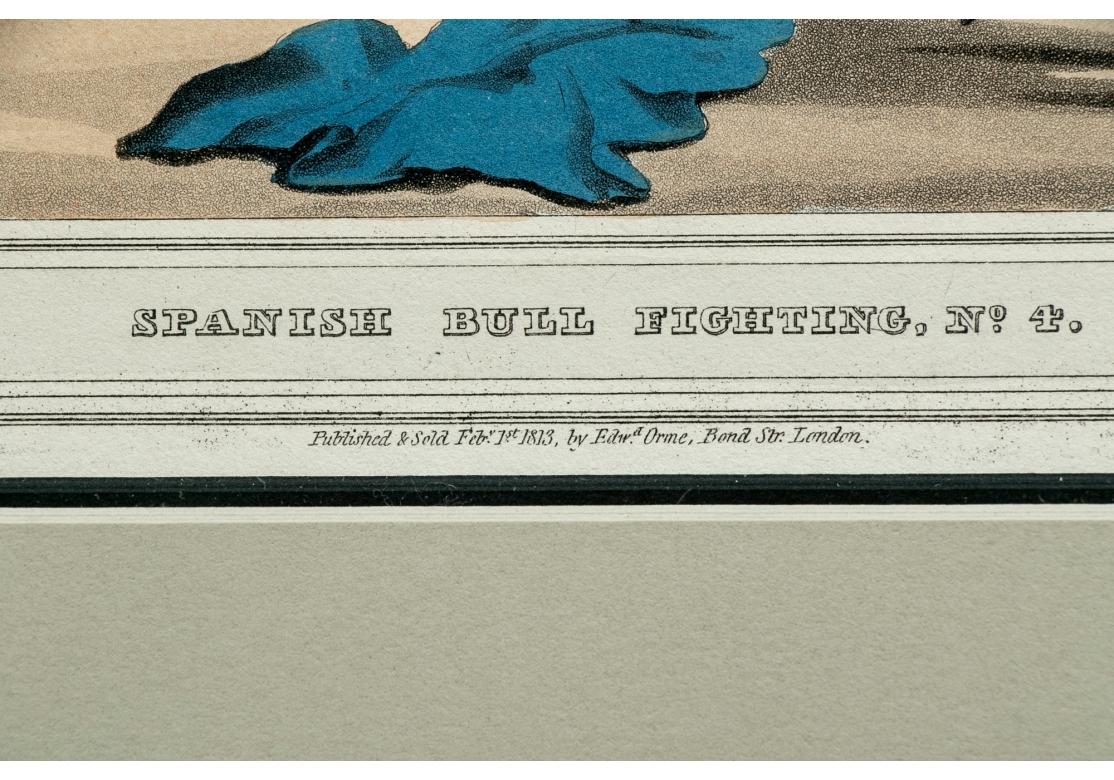 Satz von vier Farbdrucken des spanischen Stierkampfes von 1830 im Angebot 1