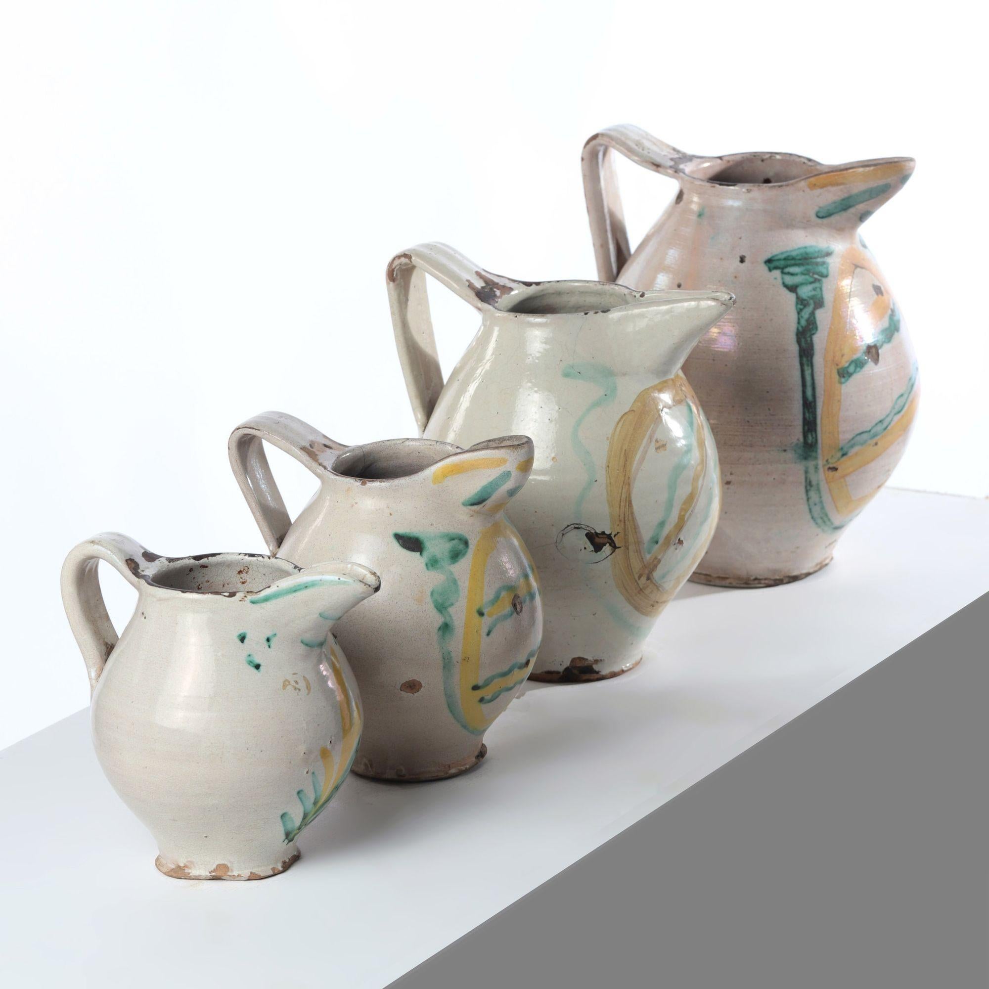 Set of Four 18th c. Italian Majolica Jugs from Sicily For Sale 1