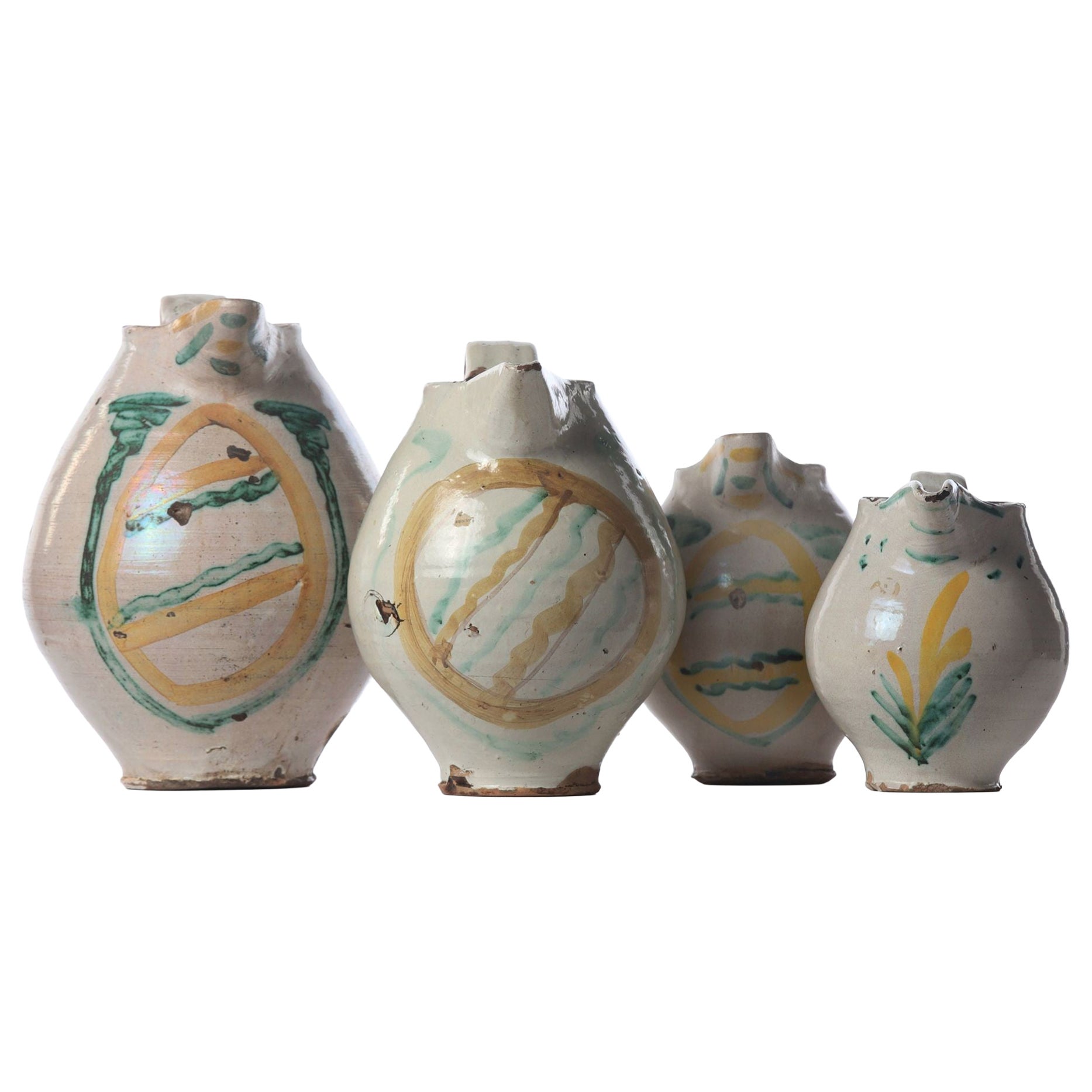 Set of Four 18th c. Italian Majolica Jugs from Sicily For Sale