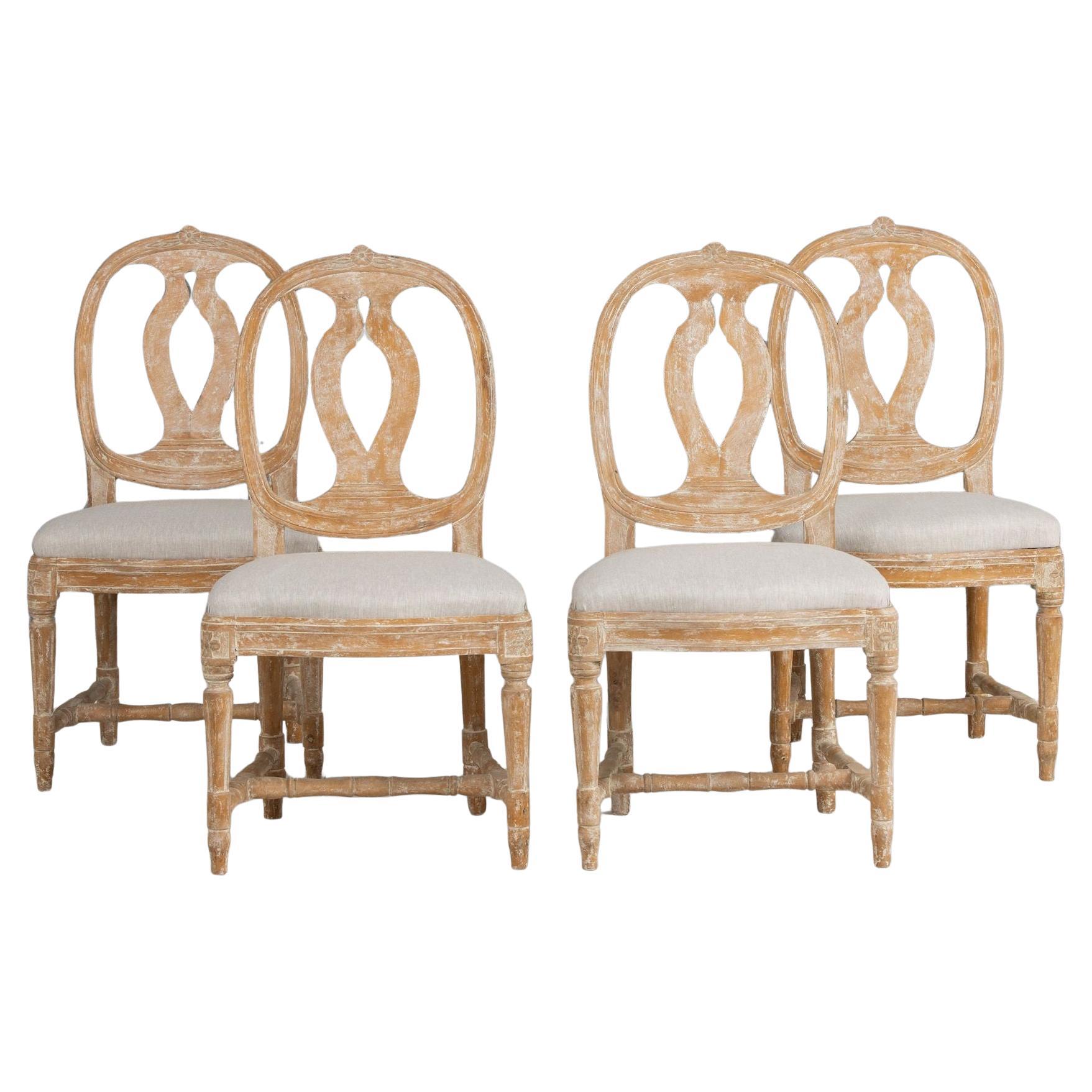Set of Four 18th c. Swedish Gustavian 'Model' Chairs in Original Paint