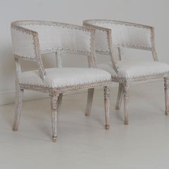 Set of Four 18th c. Swedish Gustavian Period Original Paint Sulla Chairs