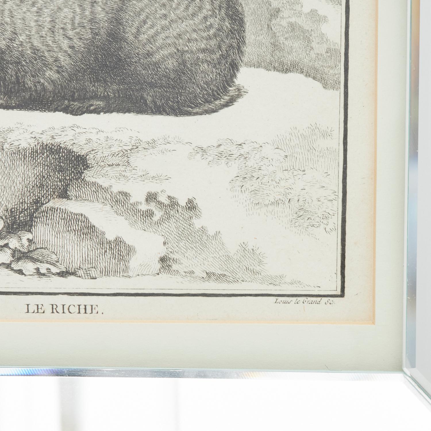 Ensemble de quatre gravures animalières du XVIIIe siècle d'après Jacques E. de Sève, encadrées en vente 1
