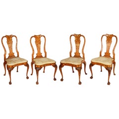Set of Four 18th Century Dutch Marquetry Side Chairs