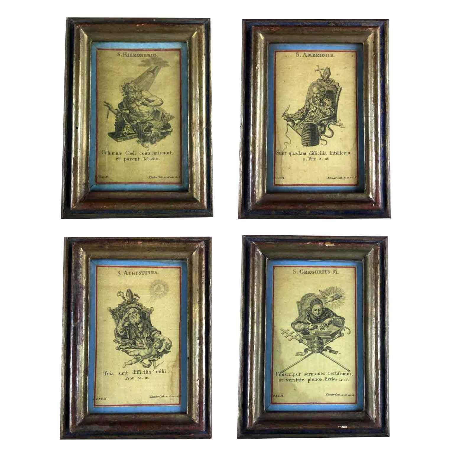Glass Set of Four 18th Century Frames with Saint Engravings by German Klauber For Sale