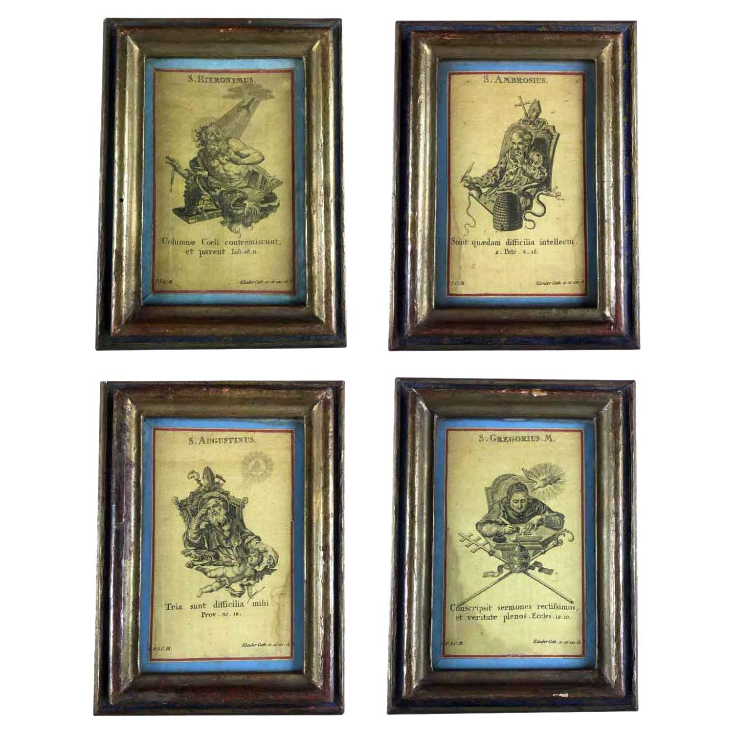 Set of Four 18th Century Frames with Saint Engravings by German Klauber