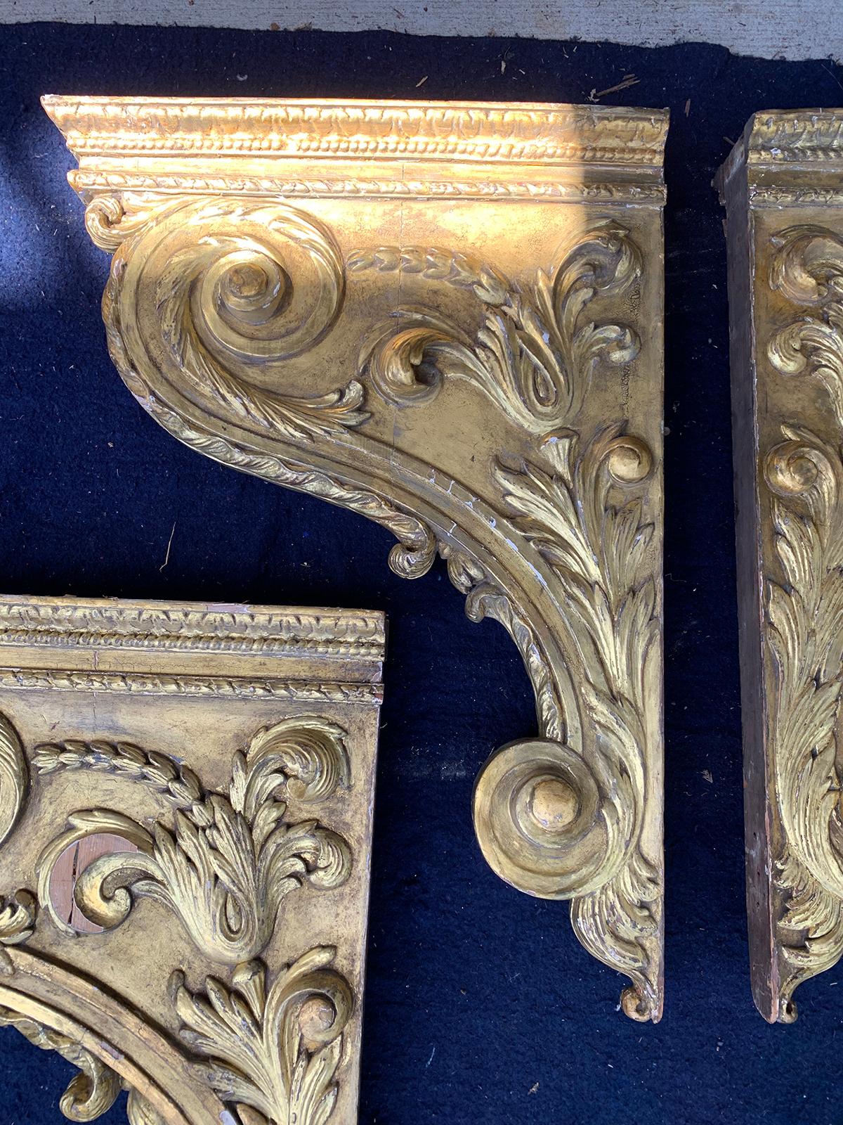 Set of Four 18th Century French Giltwood Corbels / Brackets 12