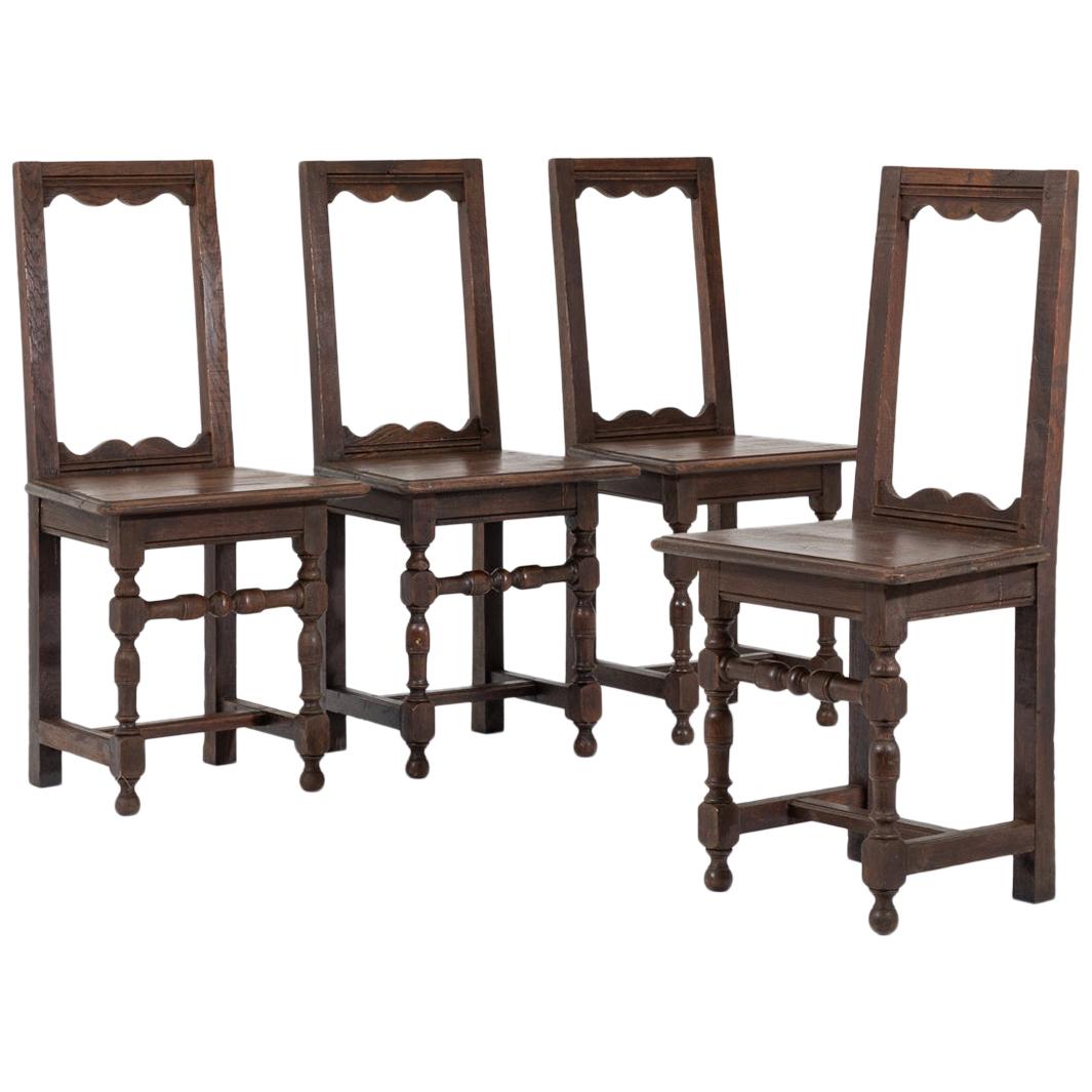 Set of Four 18th Century French Oak ‘Nun’s’ Chairs For Sale