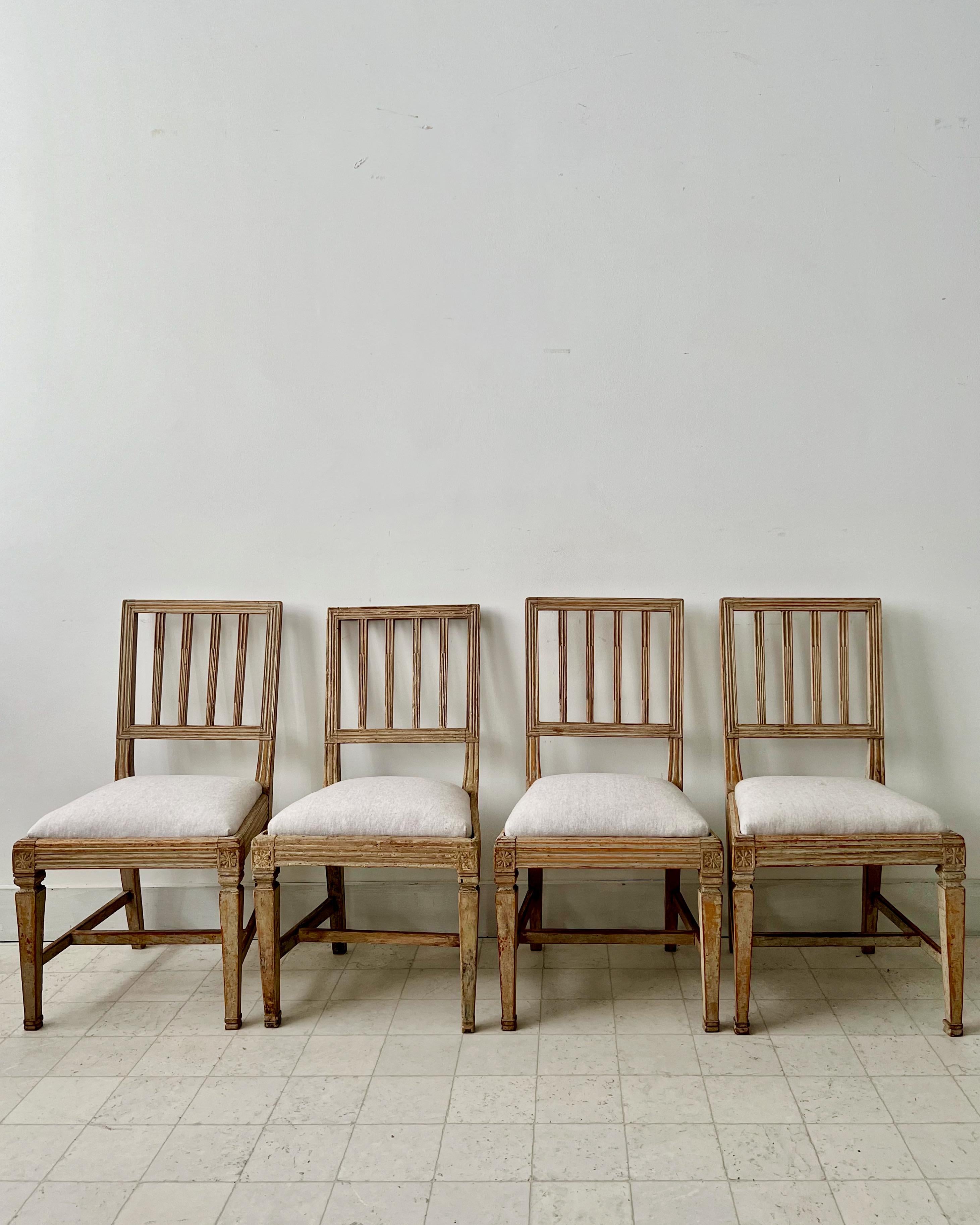 Hand-Crafted Set of Four 18th Century Gustavian Period Chairs For Sale