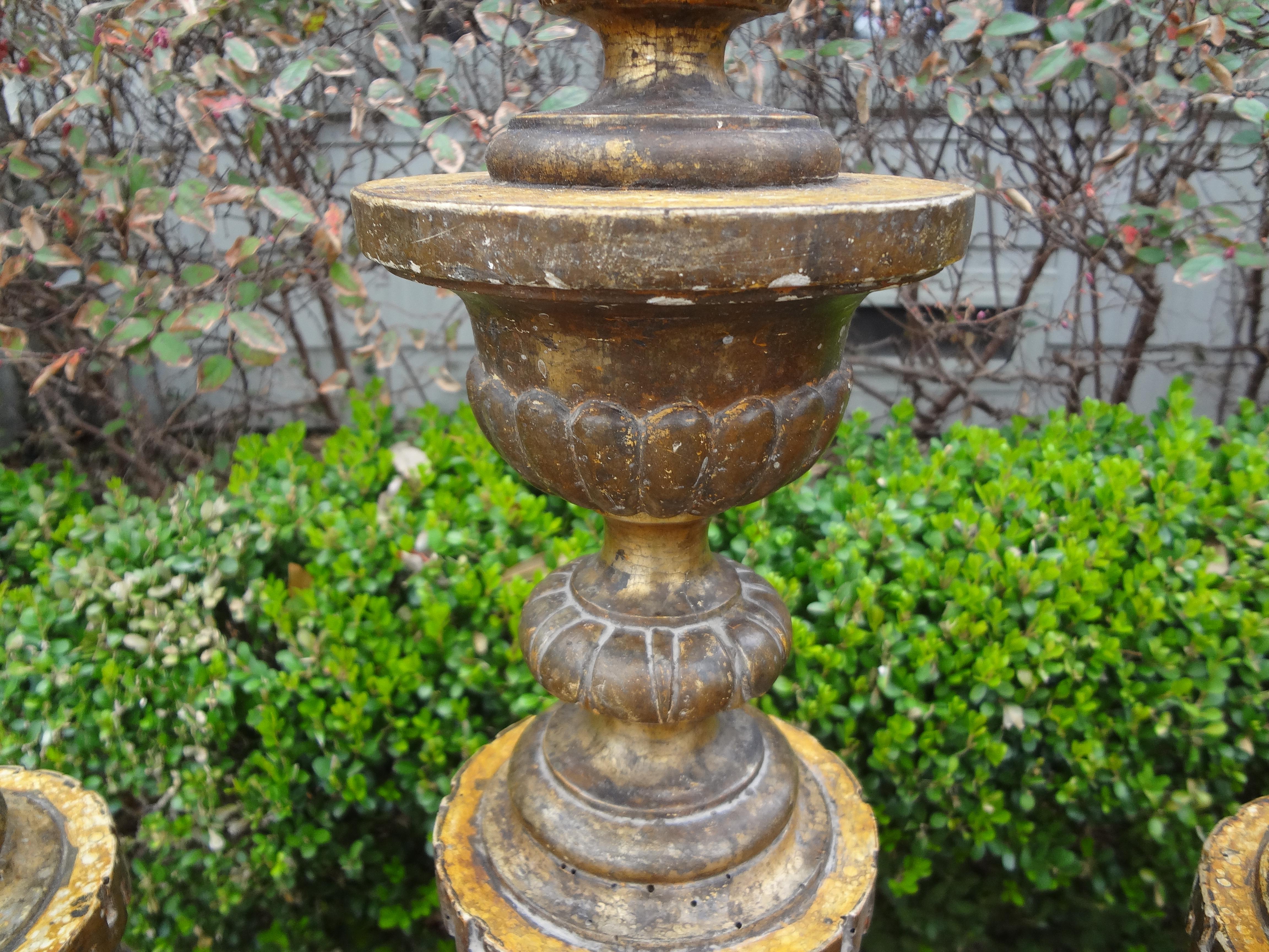 18th Century and Earlier 18th Century Italian Giltwood Pricket Altar Sticks, Set of 4