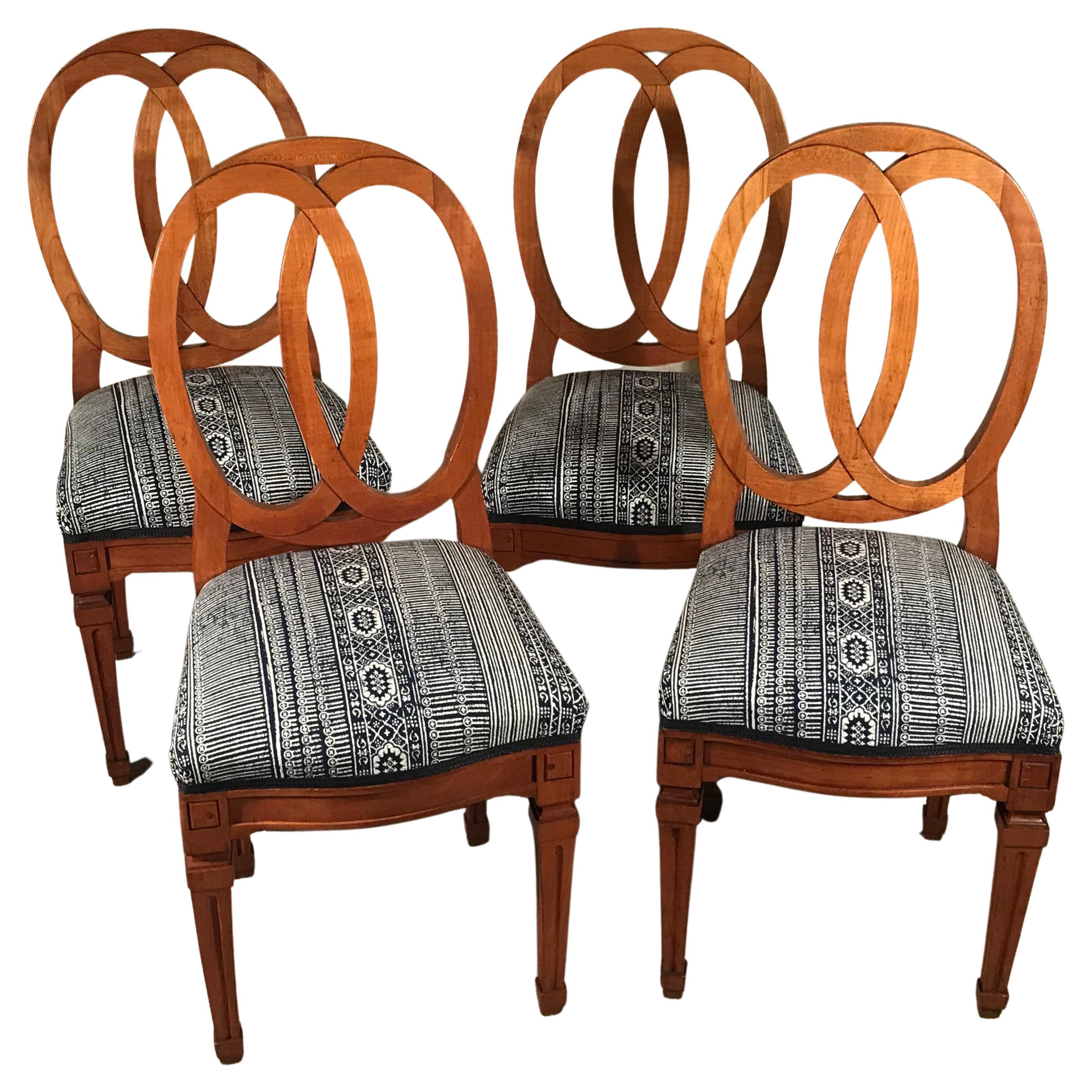 Set of Four 18th century Louis XVI Chairs, Cherry For Sale