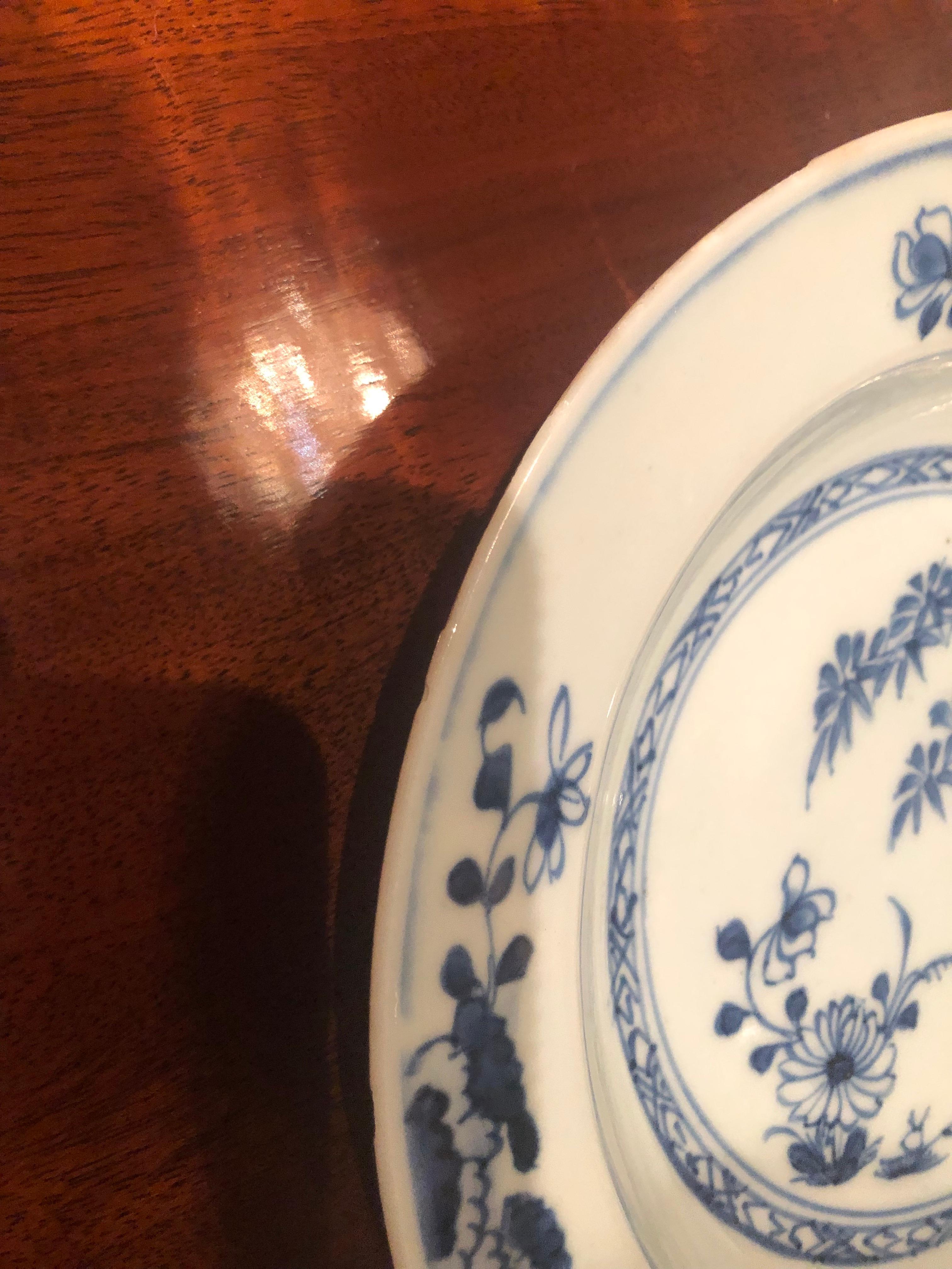 Set of Four 18th Century Qianlong Chinese Porcelain Blue & White Plates & Bowls 1