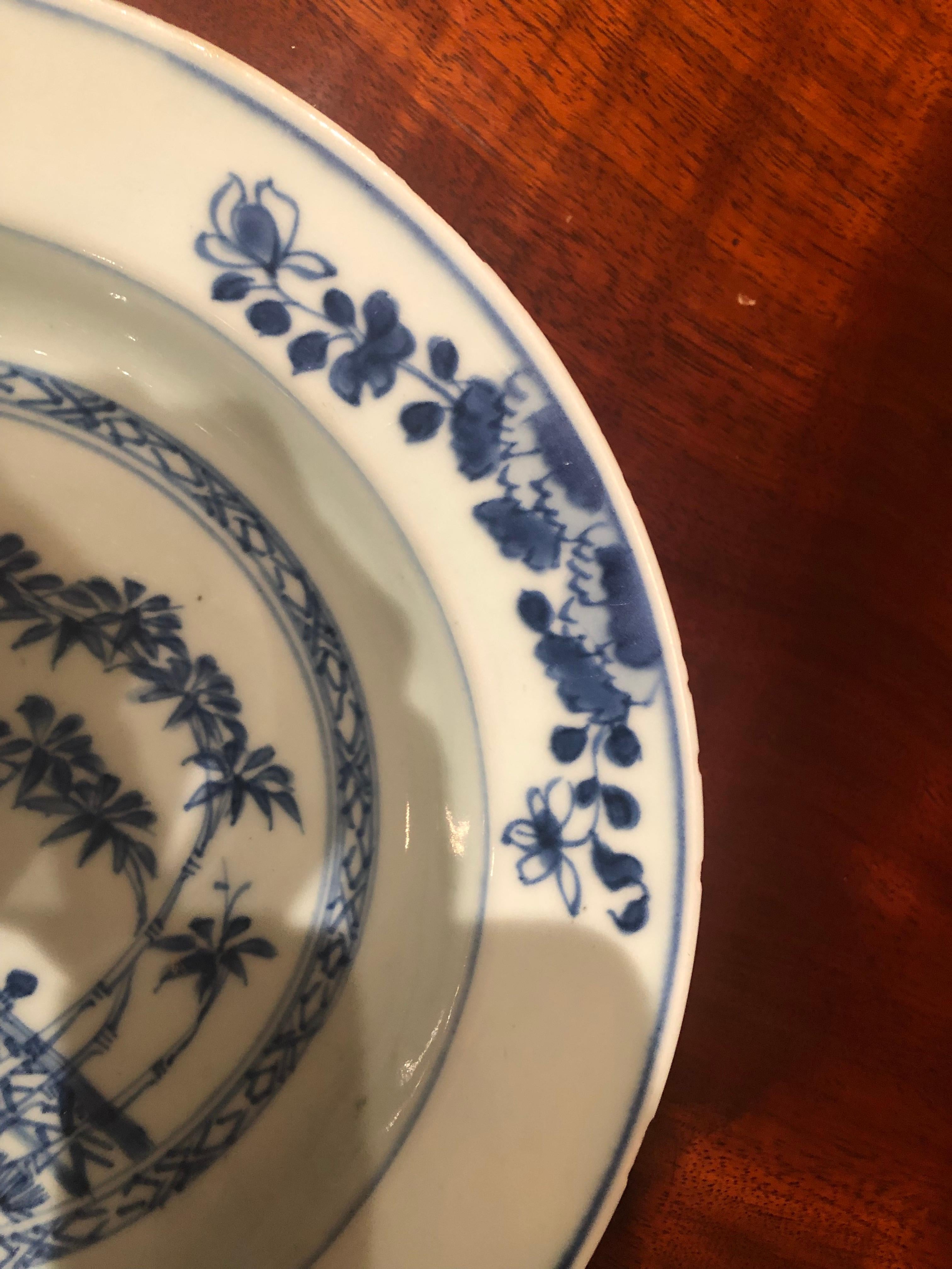 Set of Four 18th Century Qianlong Chinese Porcelain Blue & White Plates & Bowls 2