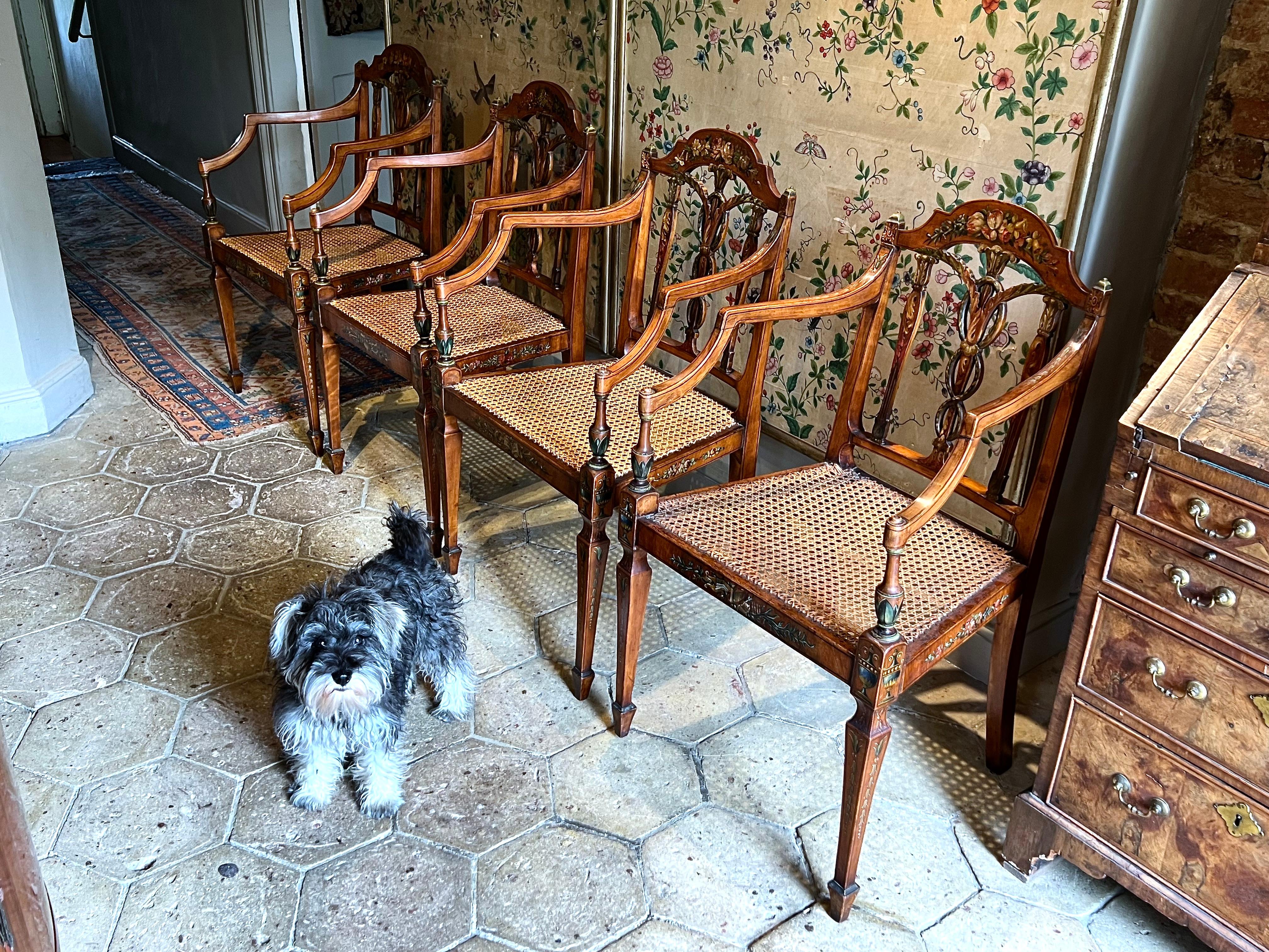 Set of Four 18th Century Satinwood Painted Armchairs - Seddon, Sons & Shackleton For Sale 6