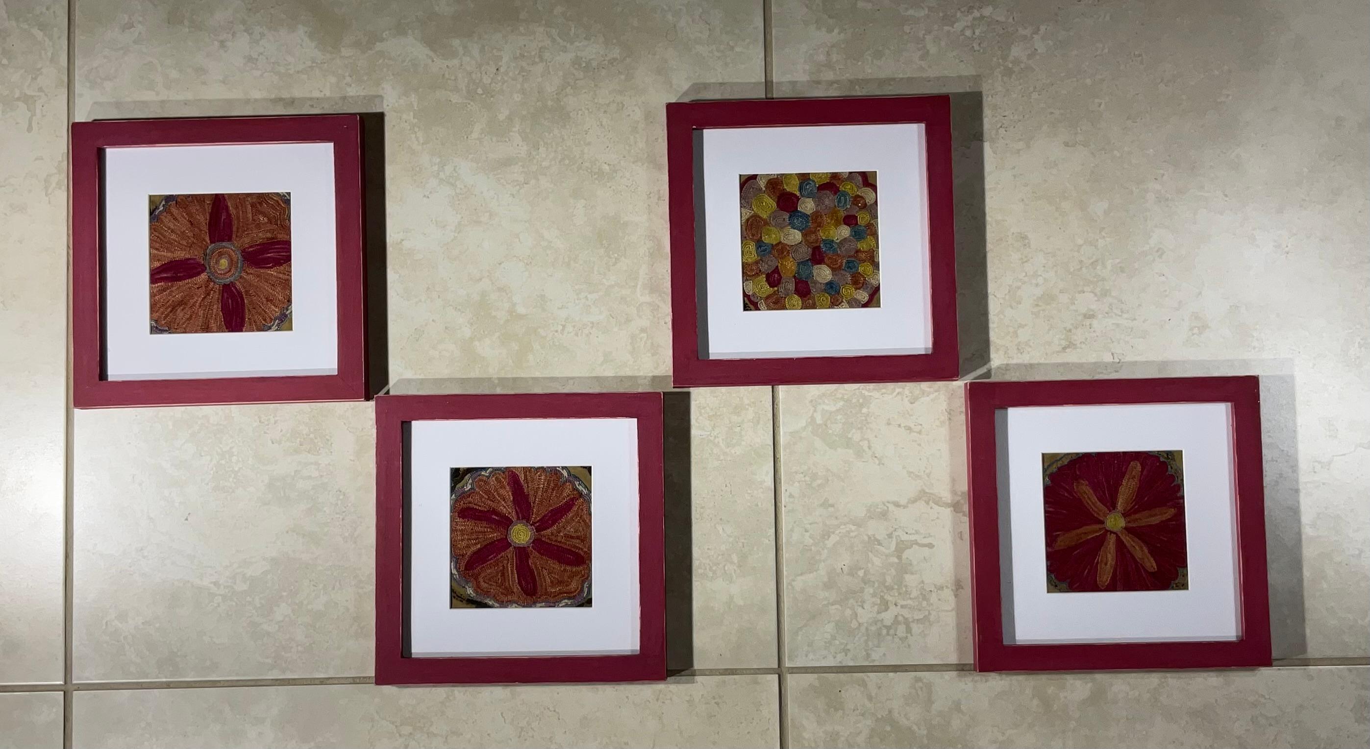 Set Of Four 19 Century Antique Silk Suzani Wall Hanging For Sale 4