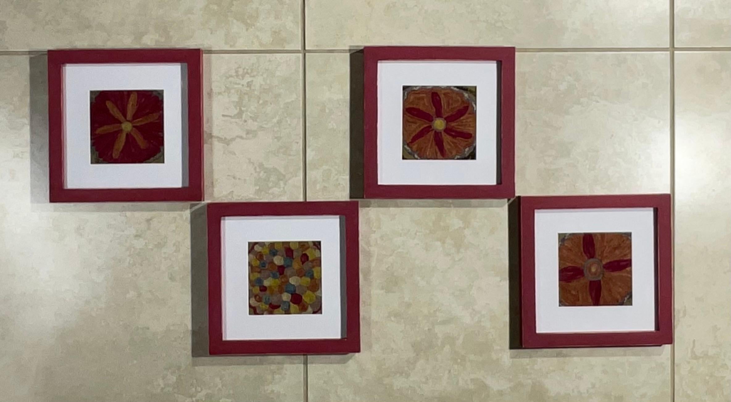 Set Of Four 19 Century Antique Silk Suzani Wall Hanging For Sale 5