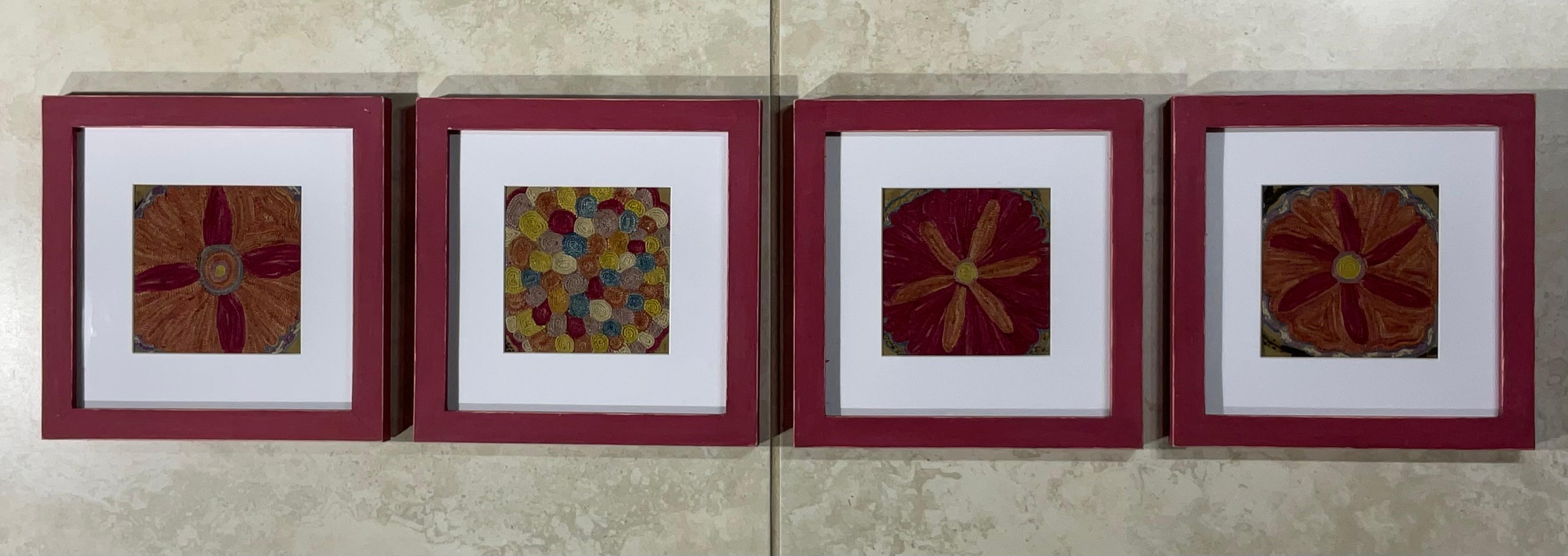 Set Of Four 19 Century Antique Silk Suzani Wall Hanging For Sale 6