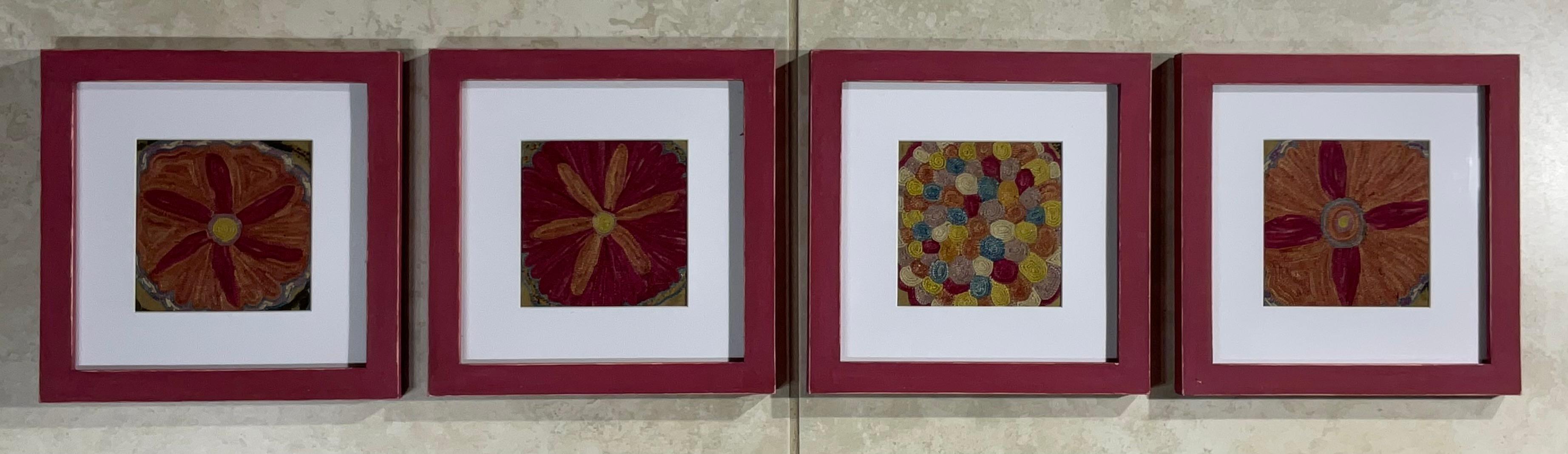 Set Of Four 19 Century Antique Silk Suzani Wall Hanging For Sale 7
