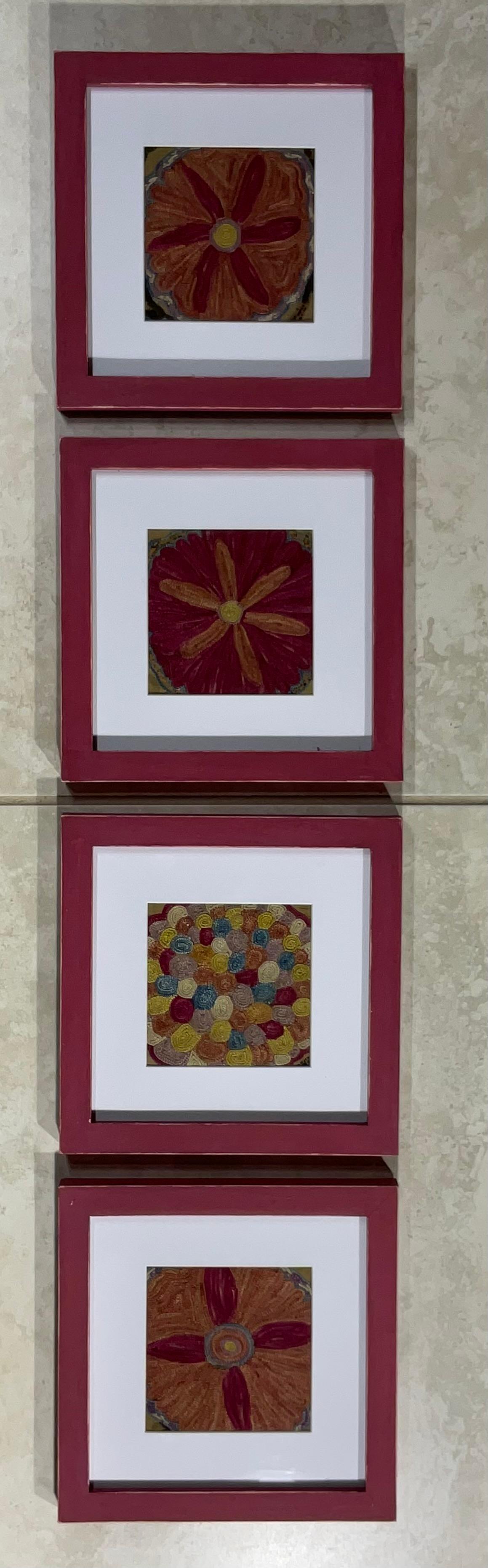 Set Of Four 19 Century Antique Silk Suzani Wall Hanging For Sale 8