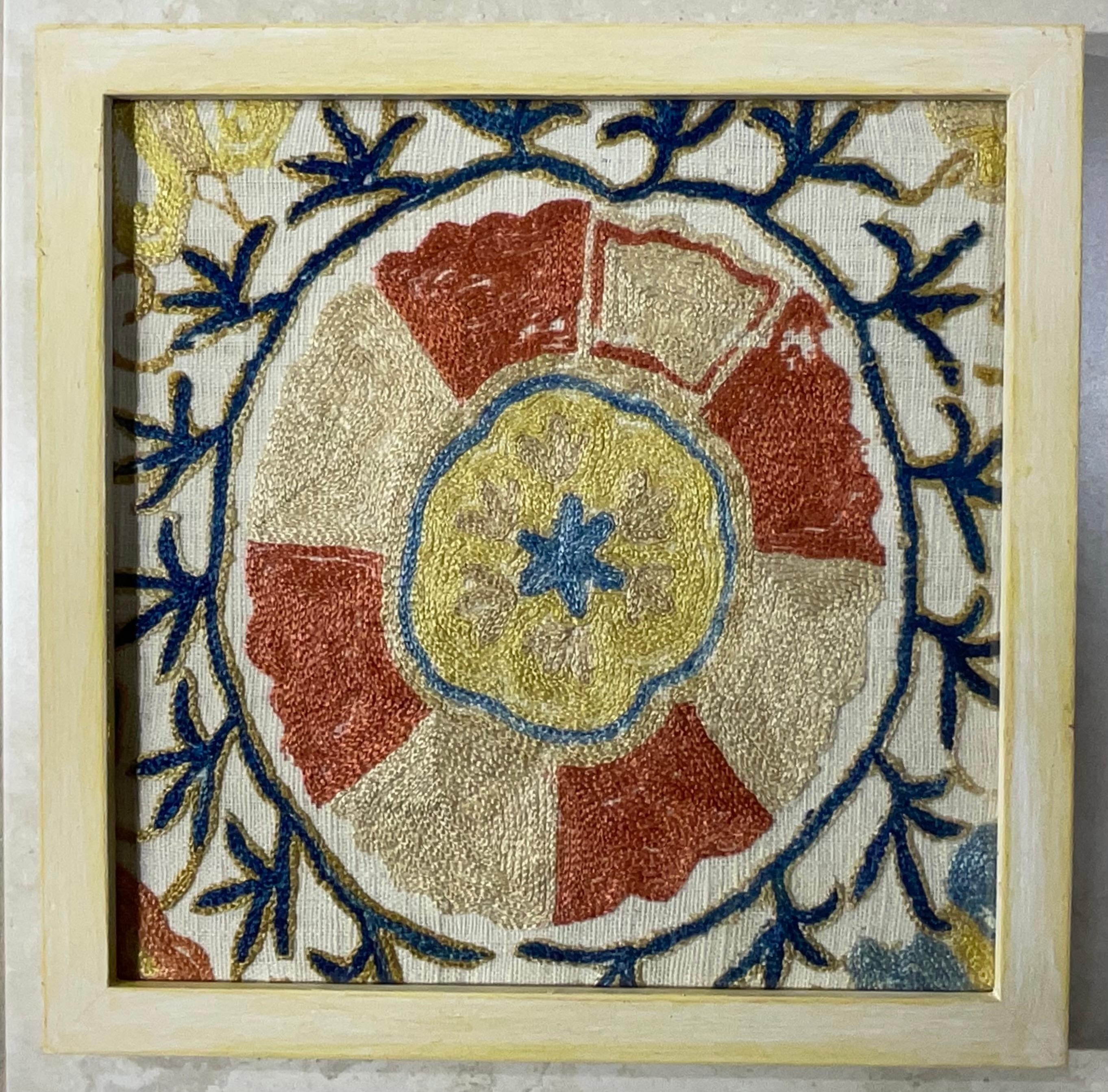 Set Of Four 19 Century Antique Silk Suzani Wall Hanging For Sale 9