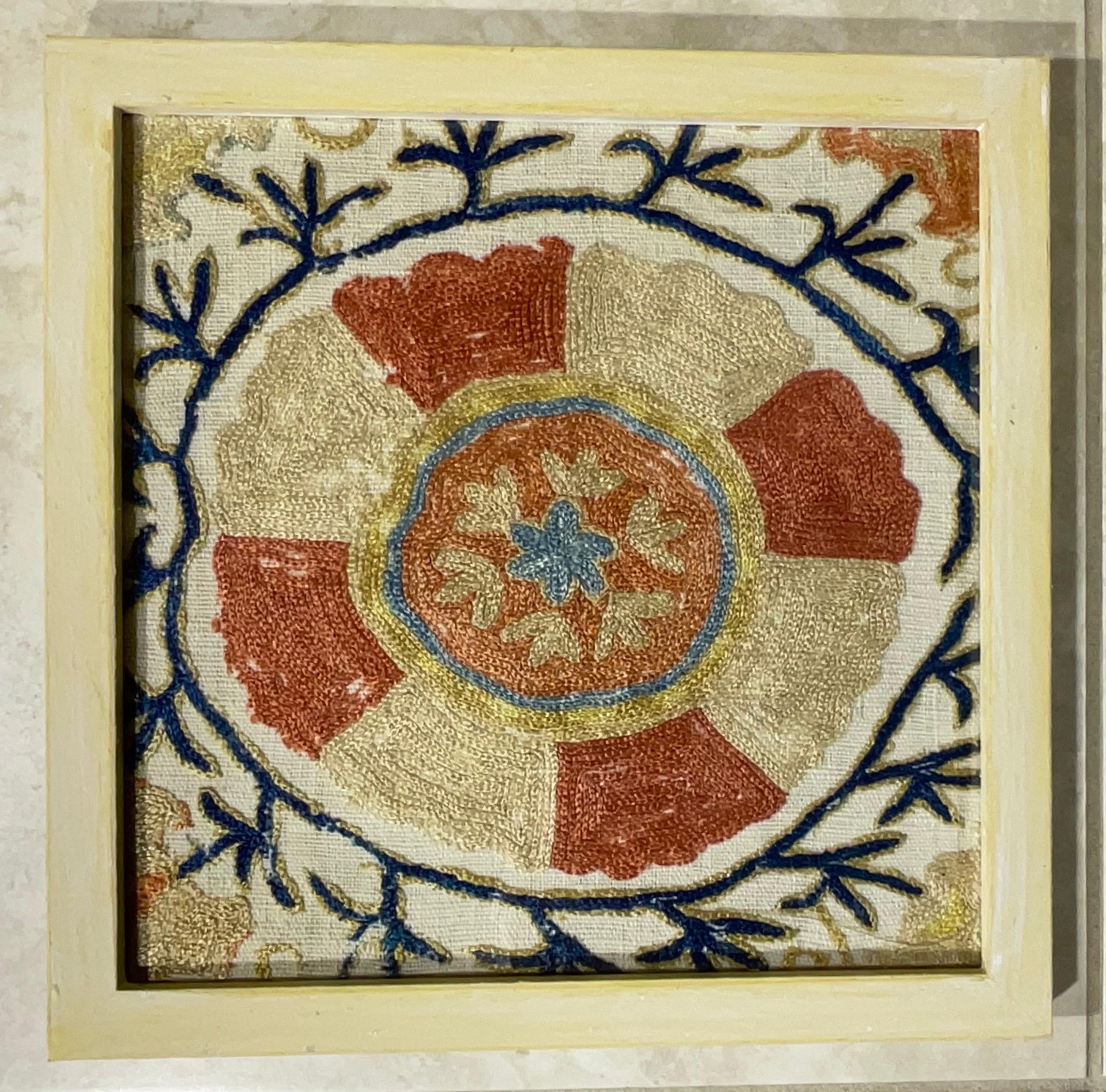 Set Of Four 19 Century Antique Silk Suzani Wall Hanging For Sale 11