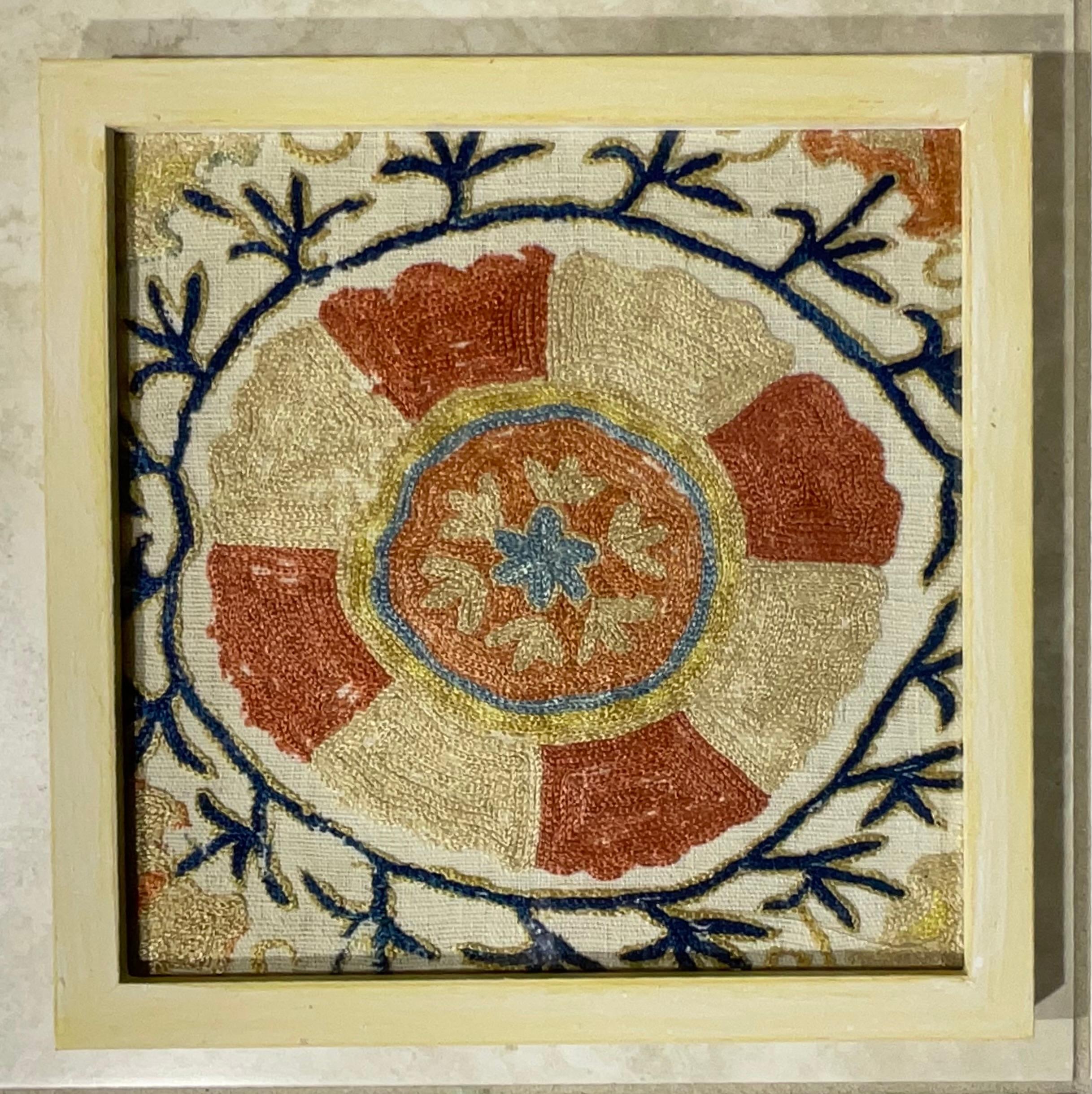 Set Of Four 19 Century Antique Silk Suzani Wall Hanging For Sale 12