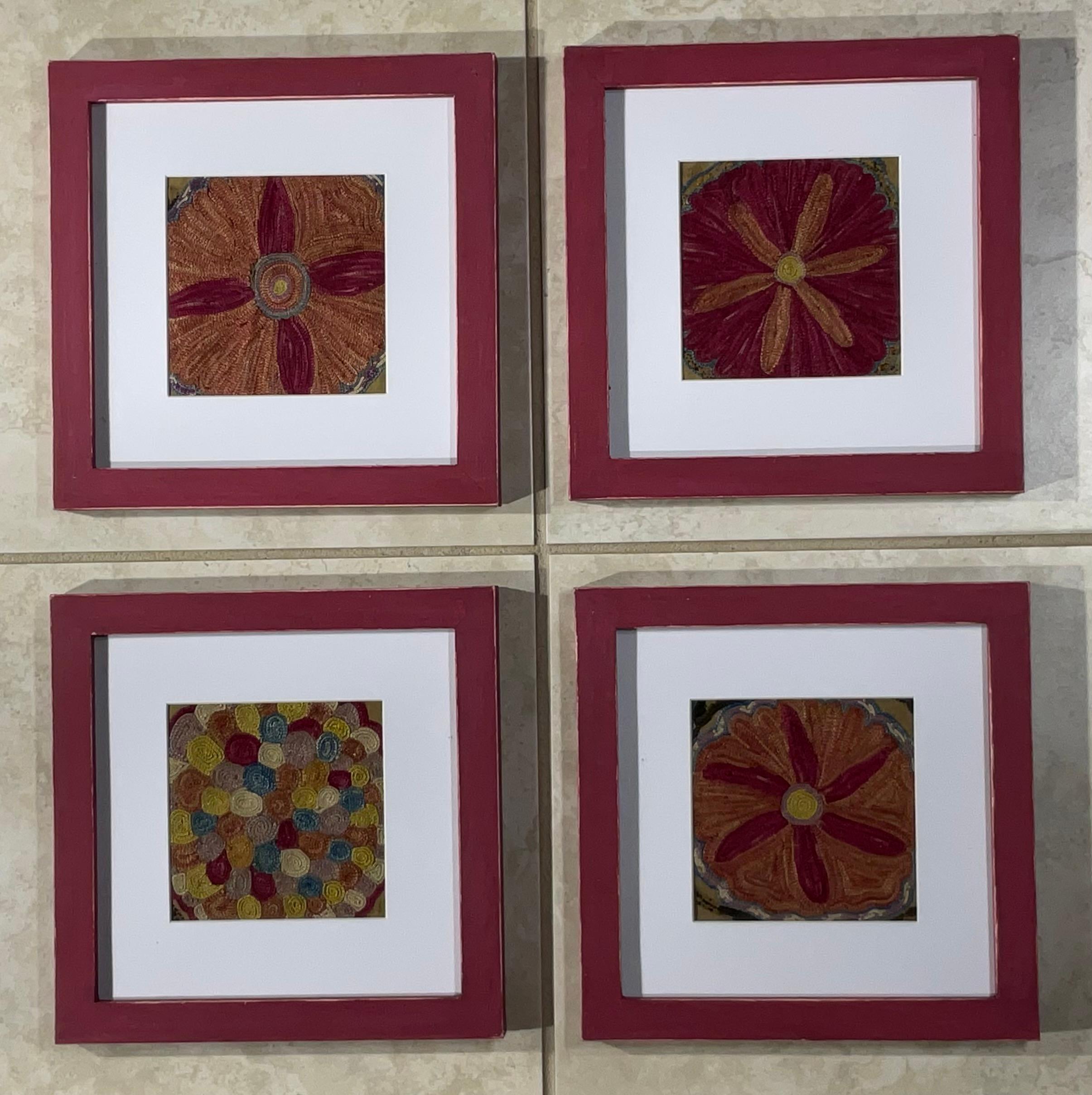 Embroidered Set Of Four 19 Century Antique Silk Suzani Wall Hanging For Sale