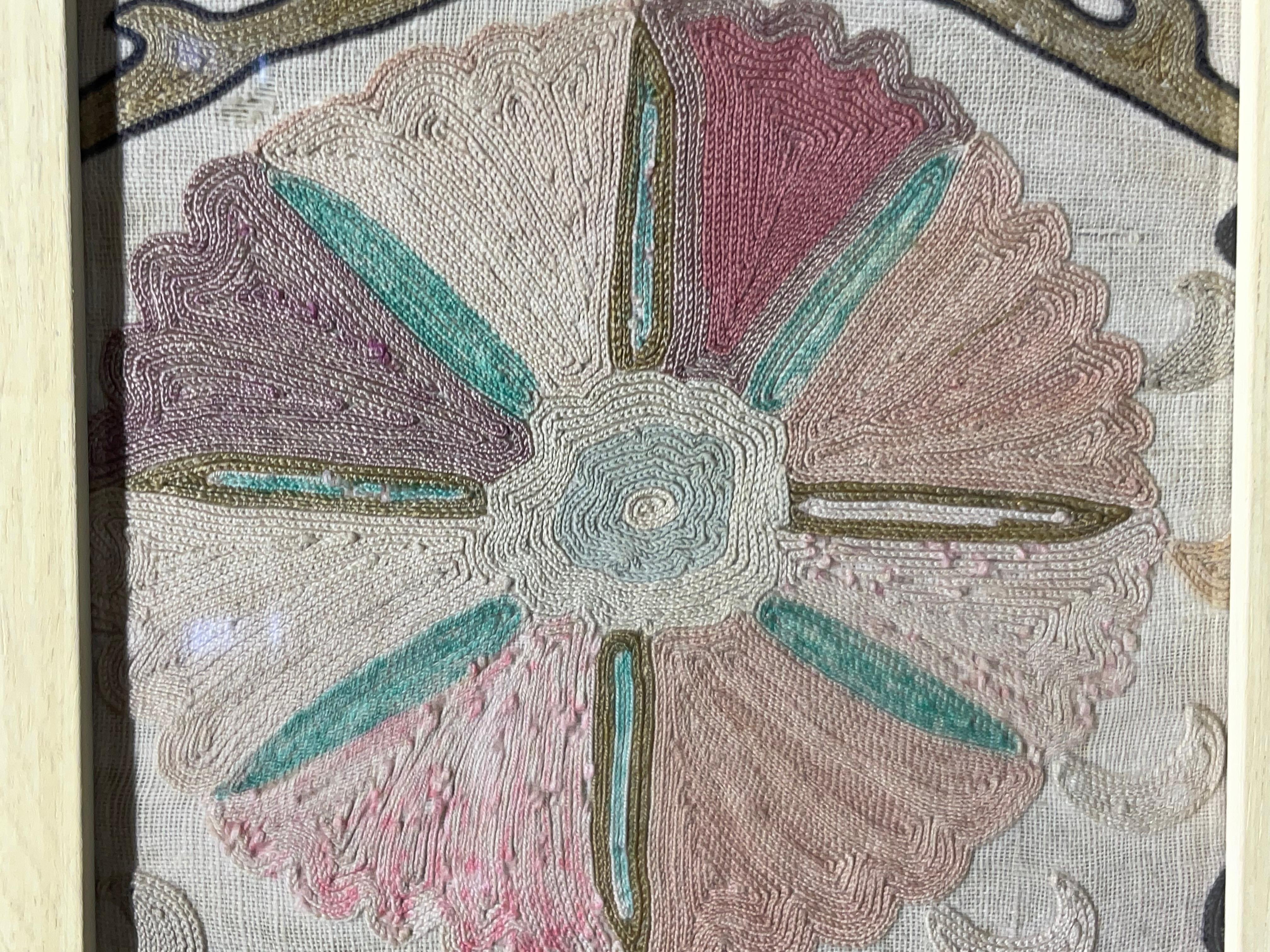 Set Of Four 19 Century Antique Silk Suzani Wall Hanging For Sale 1