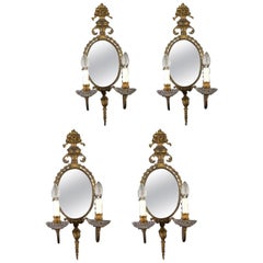 Set of Four 19th Century Delicious Gilt Bronze Two-Light Mirror Wall Sconces