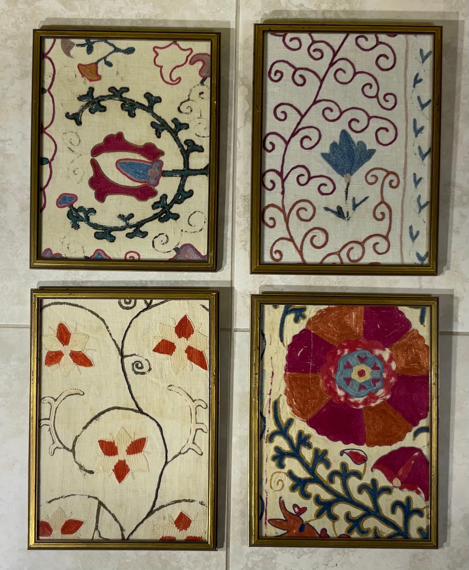 Set of Four 19 Century Suzani Textile Wall Hanging 3