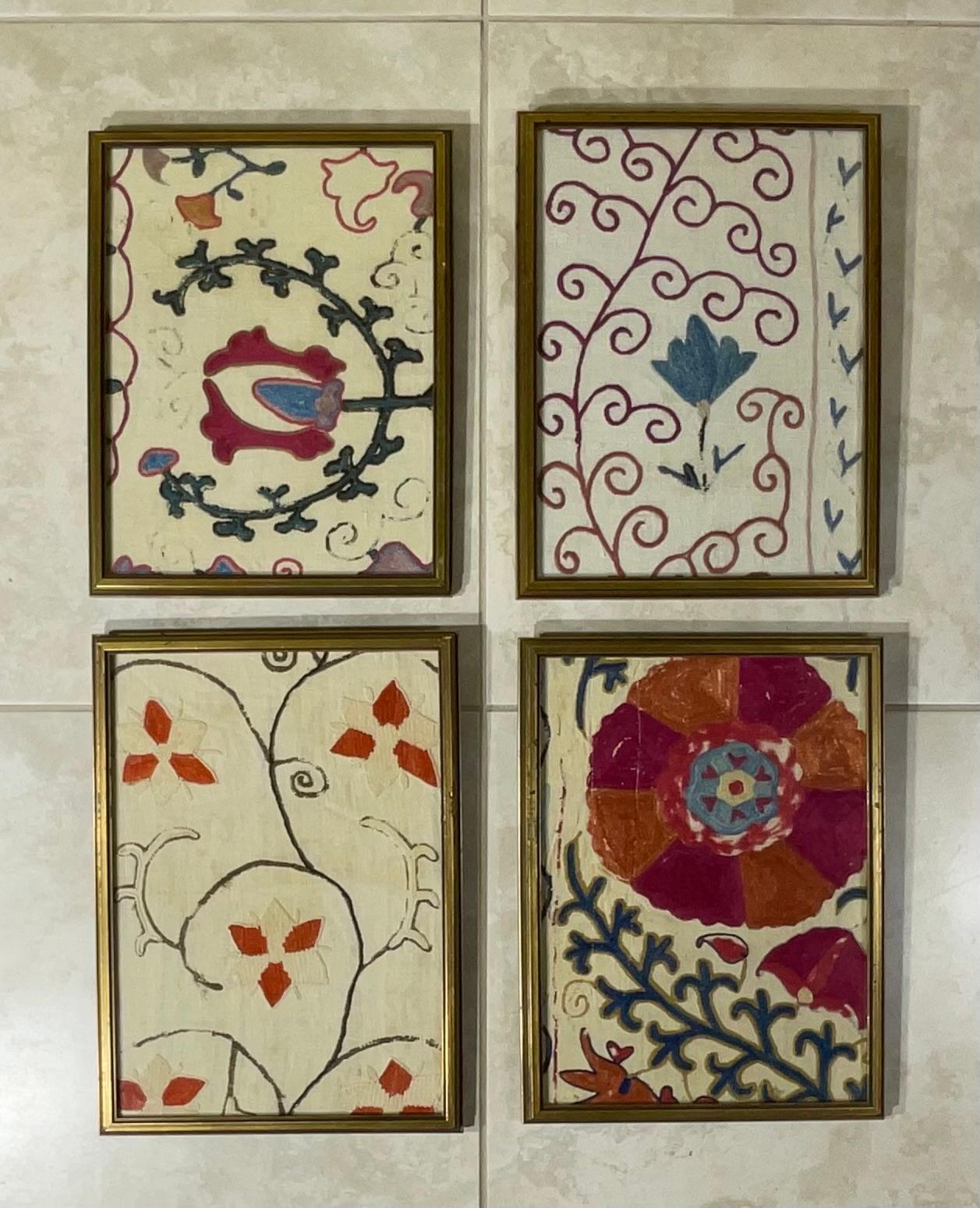 Set of Four 19 Century Suzani Textile Wall Hanging 8