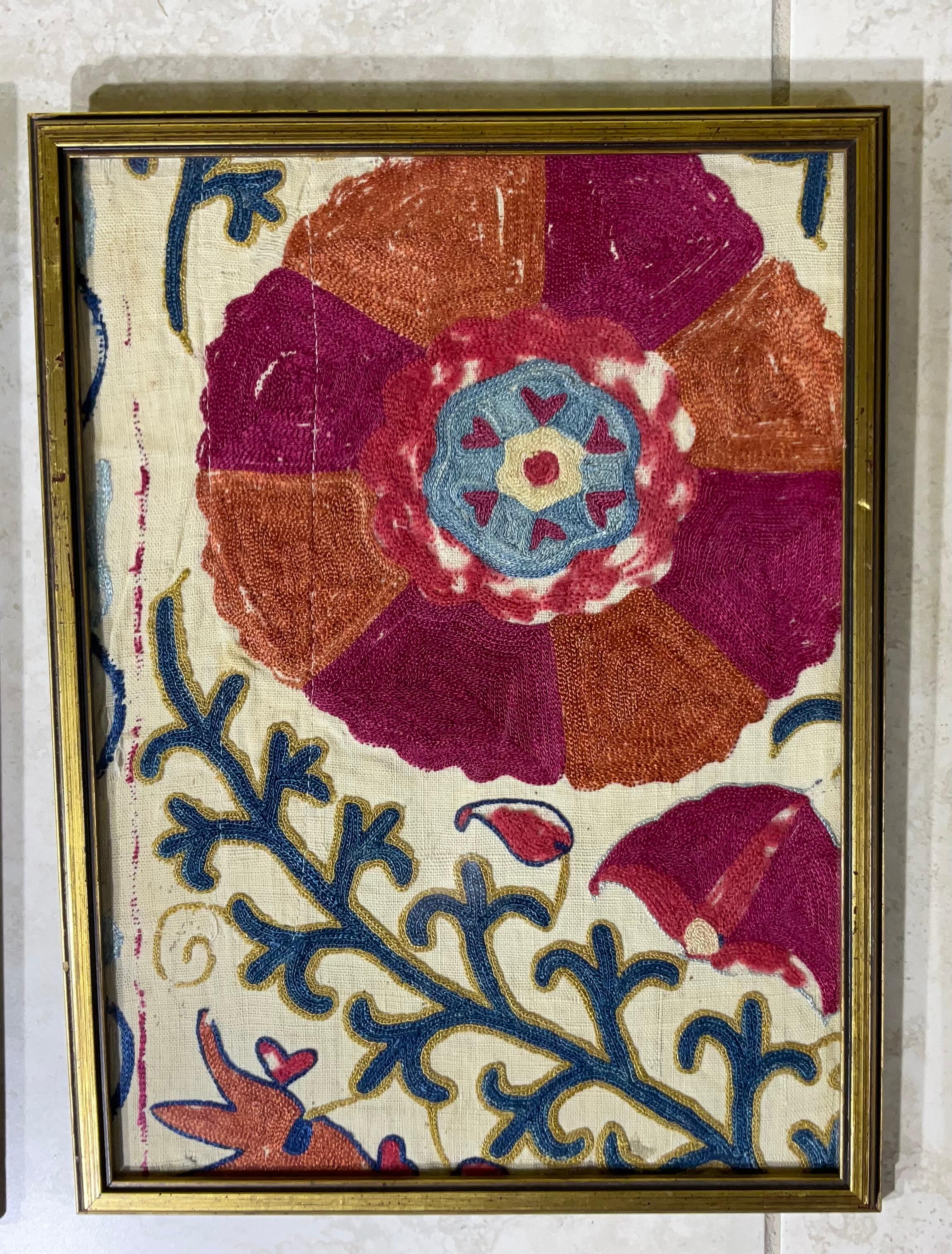 Embroidered Set of Four 19 Century Suzani Textile Wall Hanging