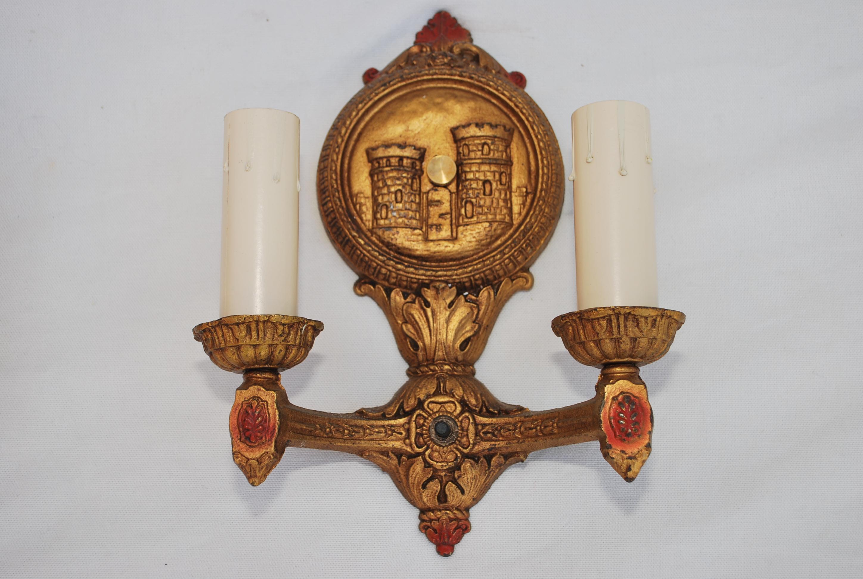 Early 20th Century Set of four 1920's cast iron sconces For Sale