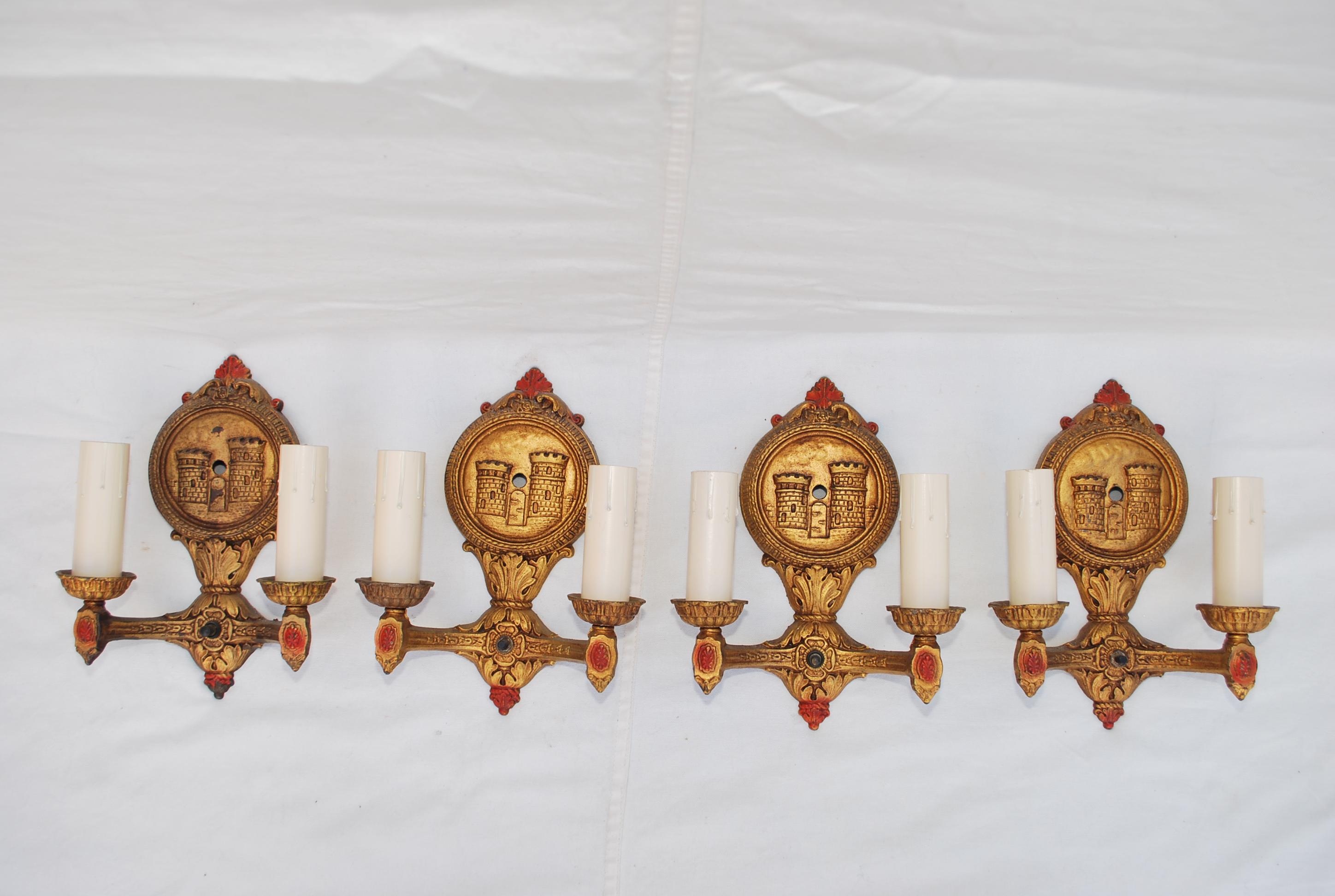 Iron Set of four 1920's cast iron sconces For Sale