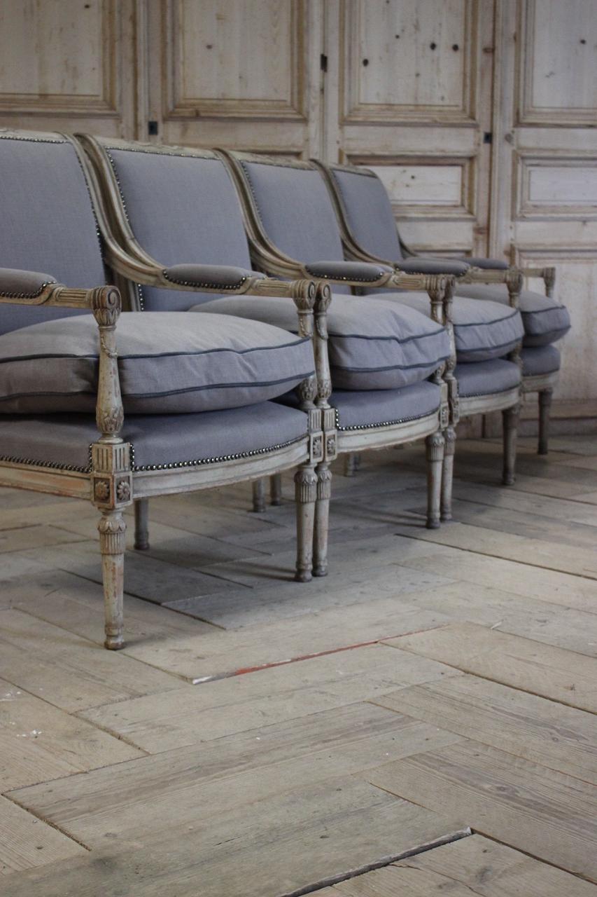 Set of Four 1920s French Painted Armchairs 3