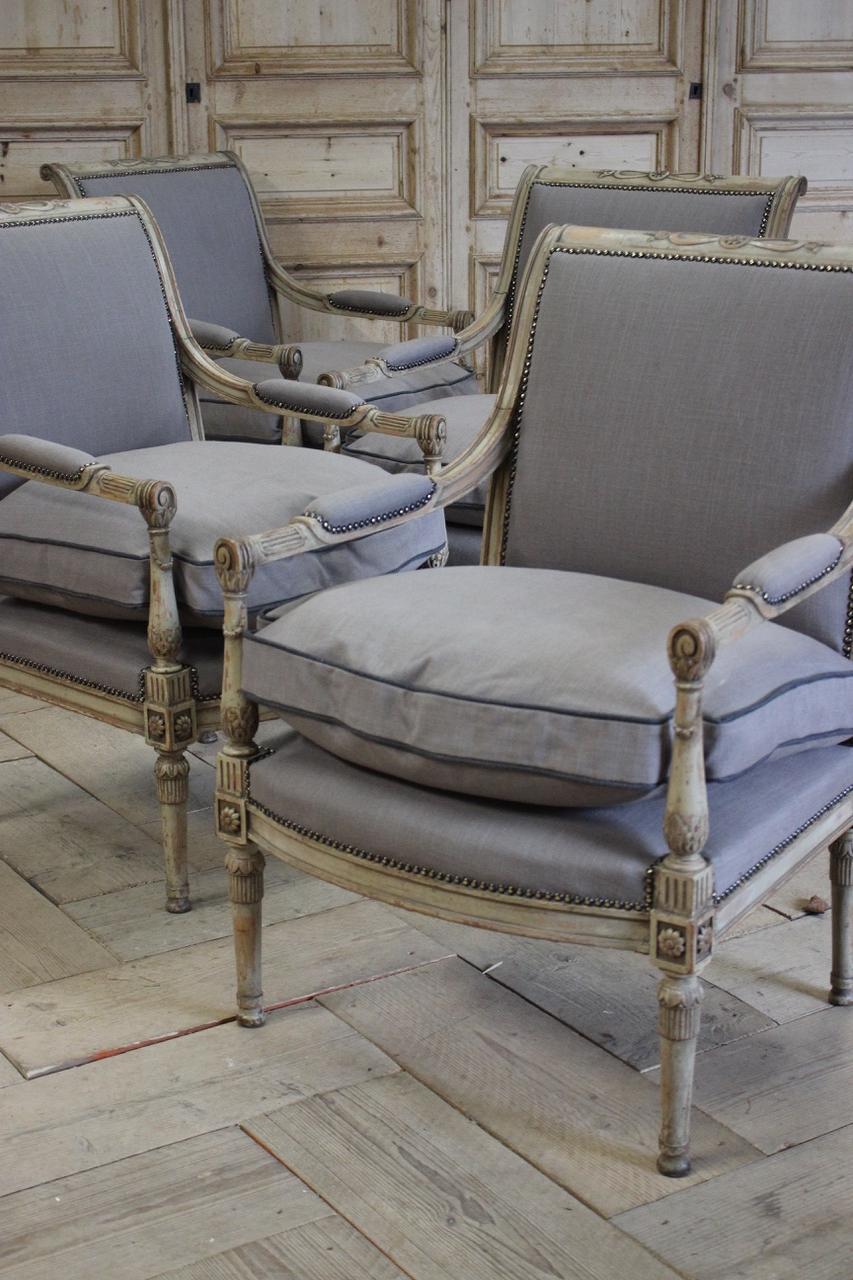 Set of Four 1920s French Painted Armchairs 2