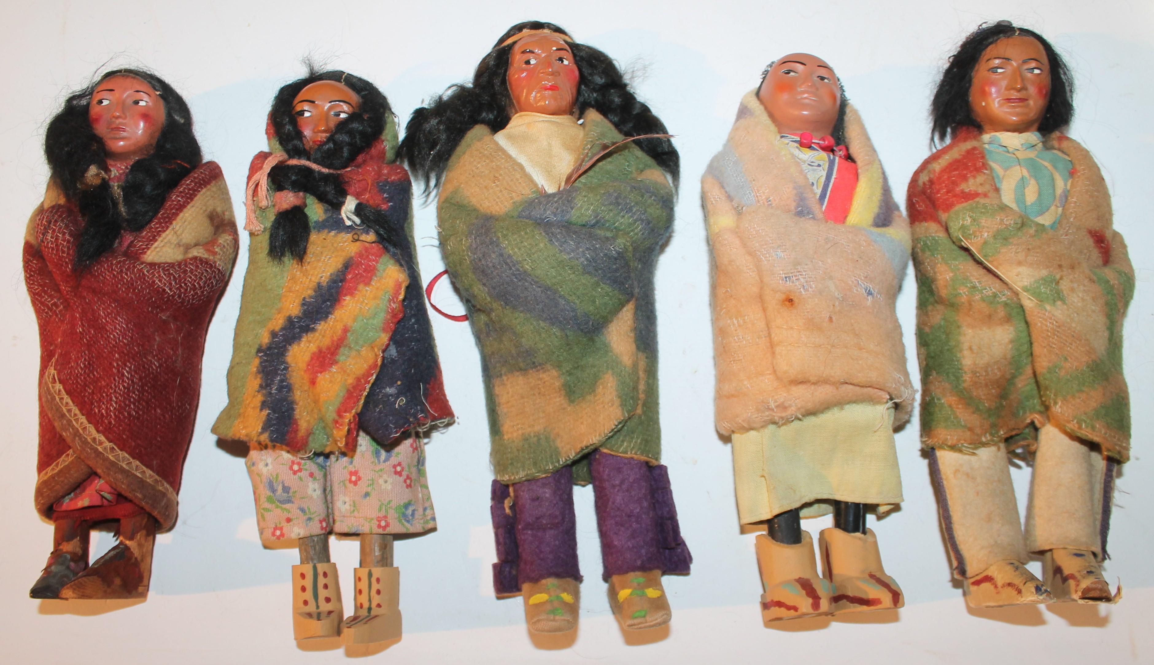 Adirondack Set of Four 1930's - 40's, Skookum Dolls