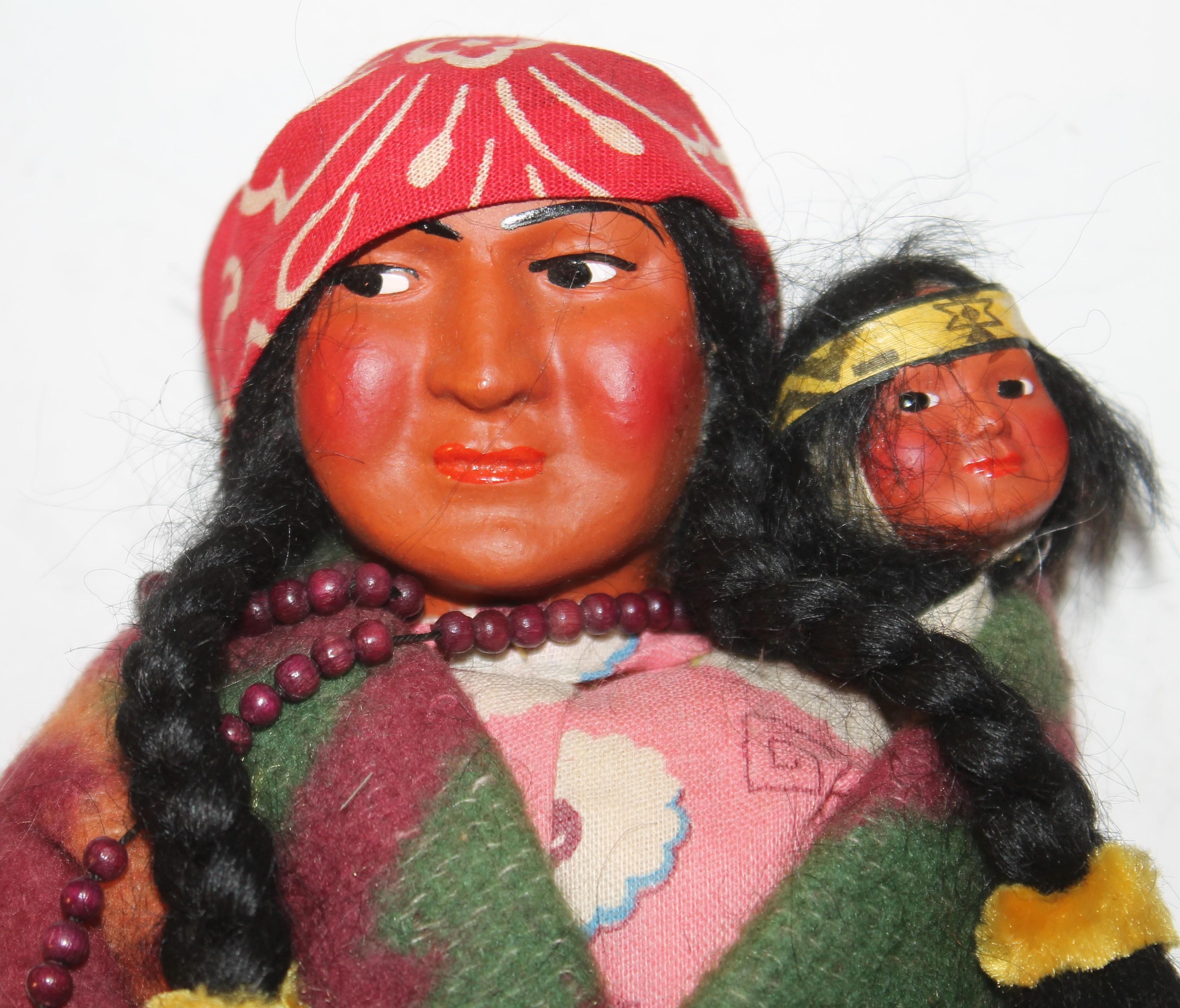 Set of Four 1930's Skookum Mother and Papoose Dolls In Good Condition In Los Angeles, CA