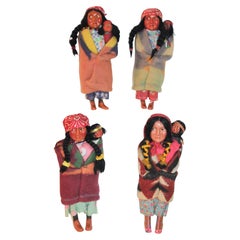 Set of Four 1930's Skookum Mother and Papoose Dolls